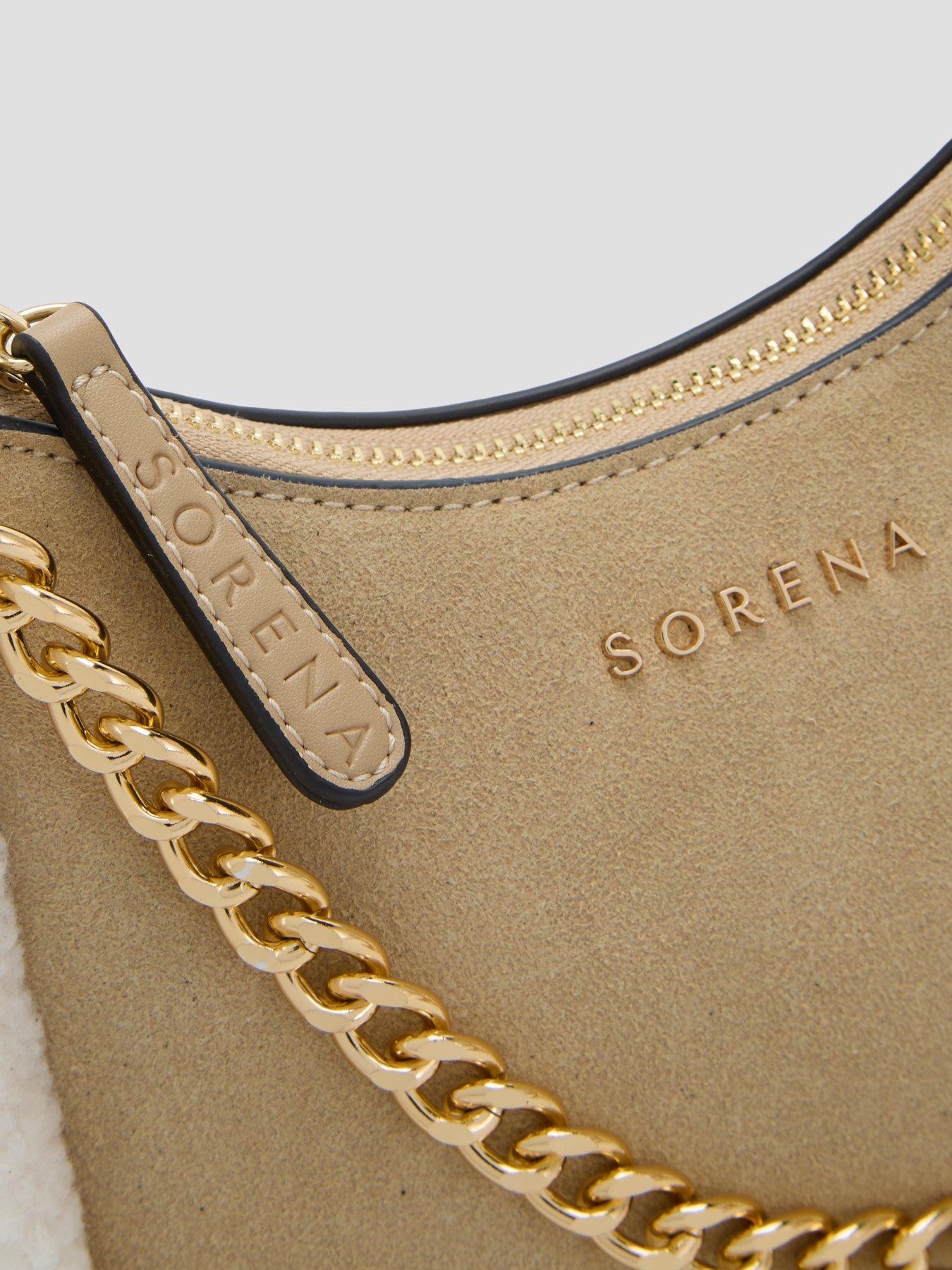 Image 4 of 5 of Sorena Valentina Suede Crossbody Bag - Beige