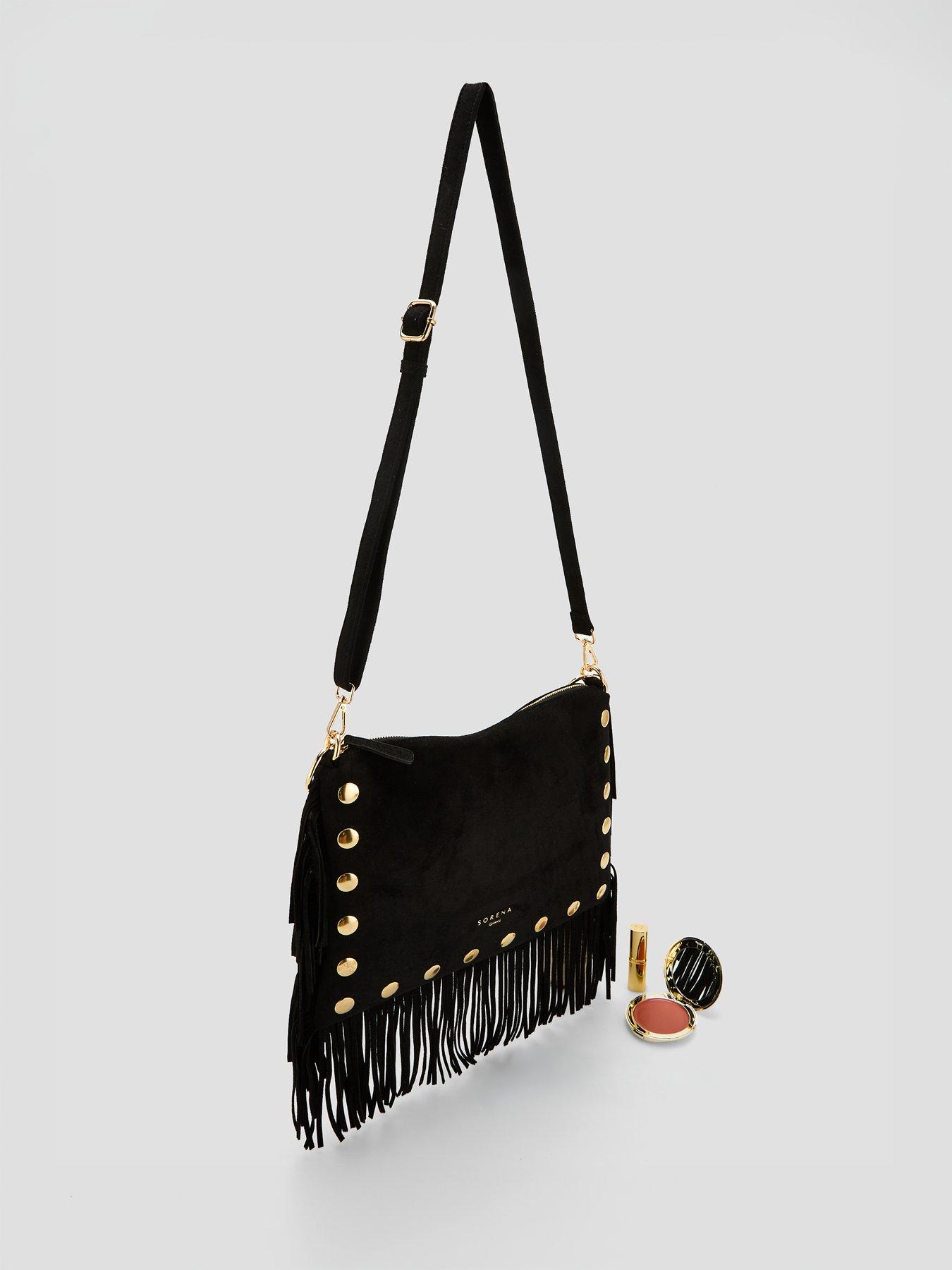 Image 3 of 5 of Sorena Simona Suede Crossbody Bag - Black