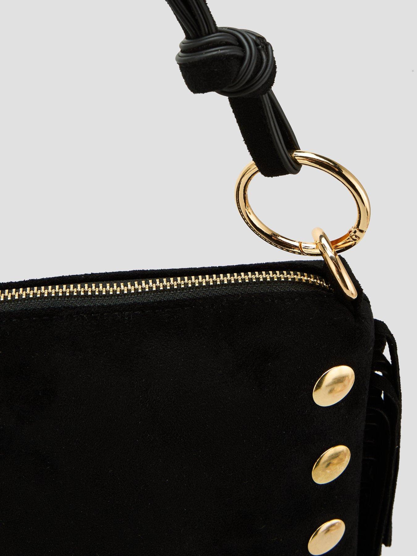 Image 5 of 5 of Sorena Simona Suede Crossbody Bag - Black