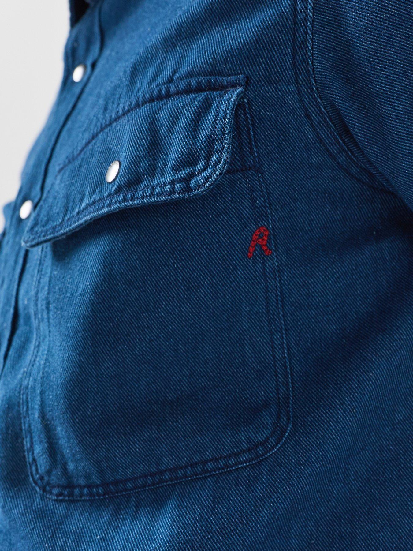 Image 6 of 6 of Replay Mens Regular Fit Snap-Button Denim Shirt - Blue