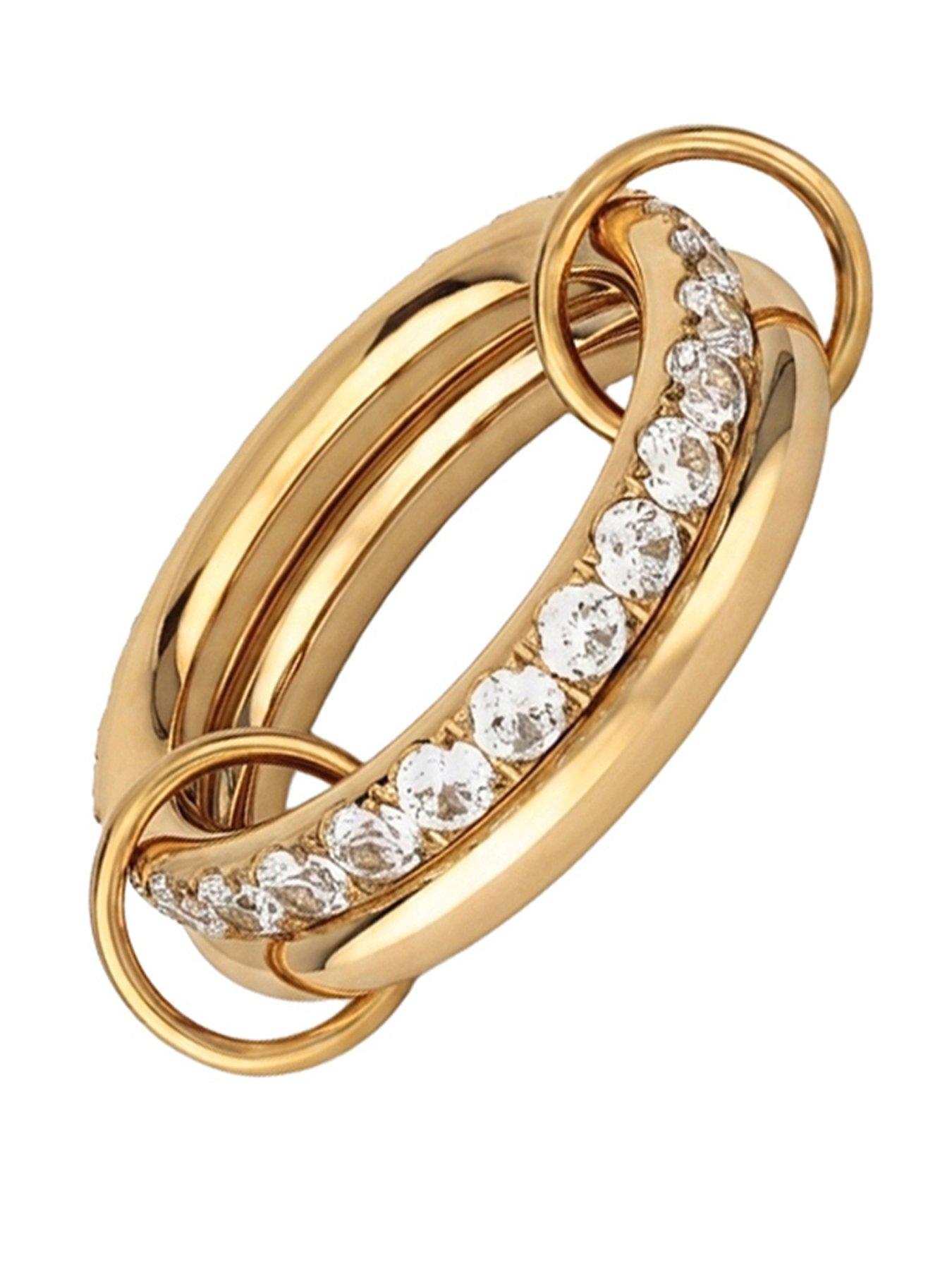 The Love Collection Gold Plated Stainless Steel CZ Interlocking Rings
