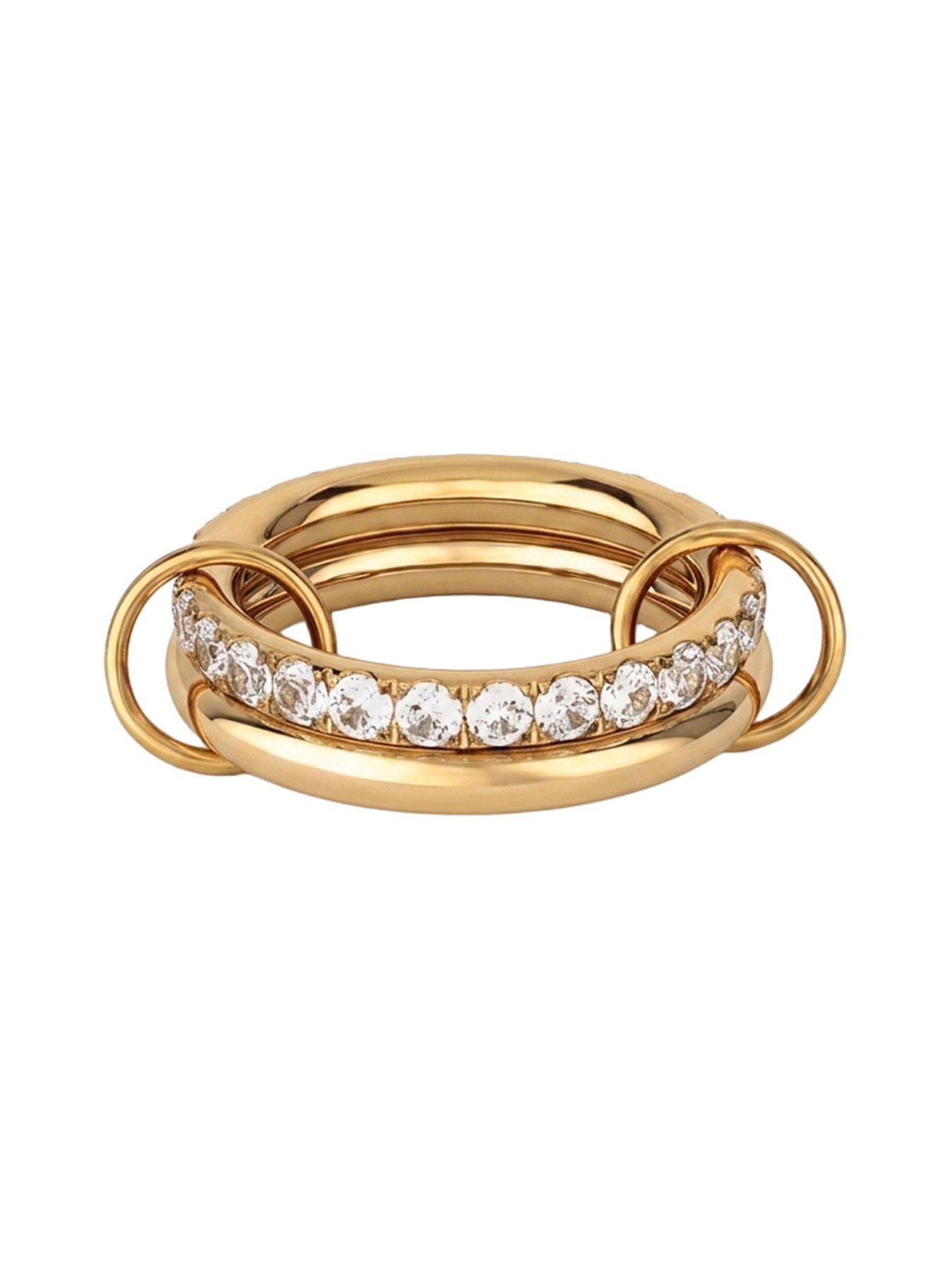 Image 3 of 6 of The Love Collection Gold Plated Stainless Steel CZ Interlocking Rings