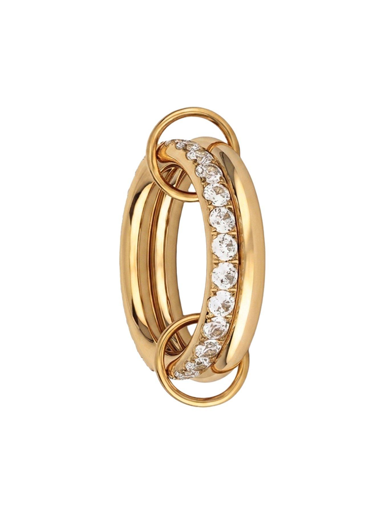 Image 4 of 6 of The Love Collection Gold Plated Stainless Steel CZ Interlocking Rings
