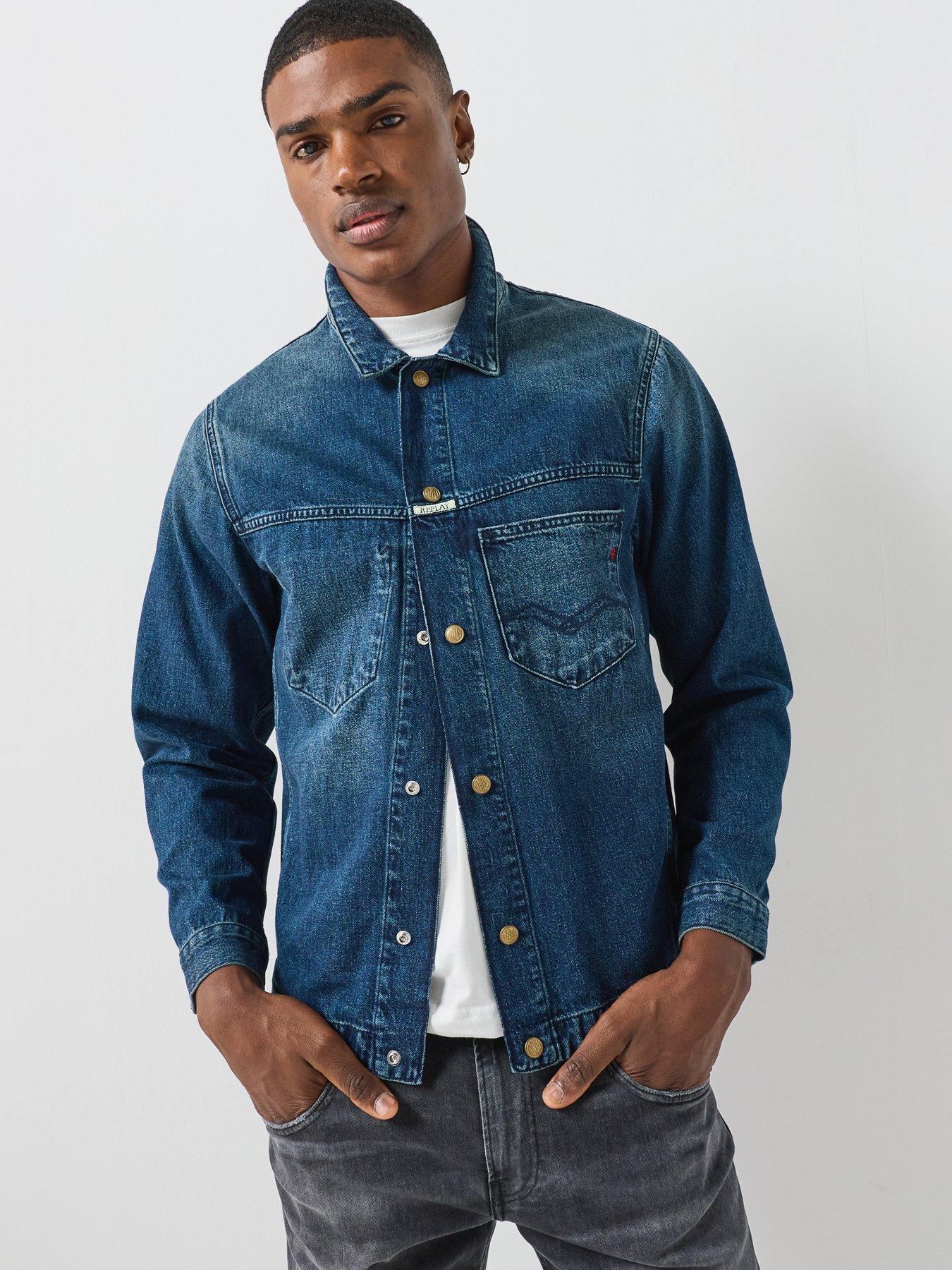 Image 1 of 5 of Replay Mens Relaxed Fit Lightly Lined Denim Jacket - Blue