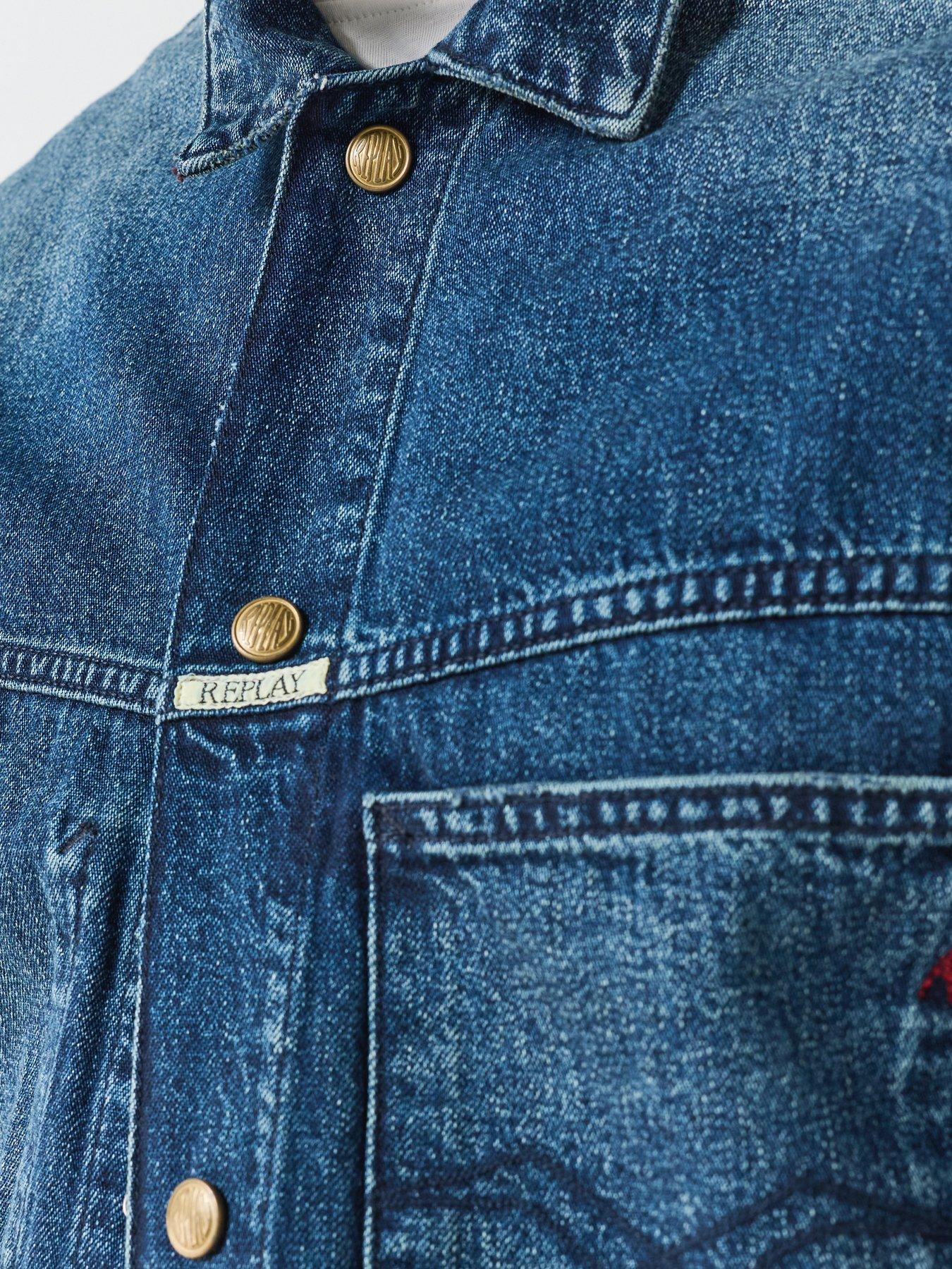 Image 5 of 5 of Replay Mens Relaxed Fit Lightly Lined Denim Jacket - Blue