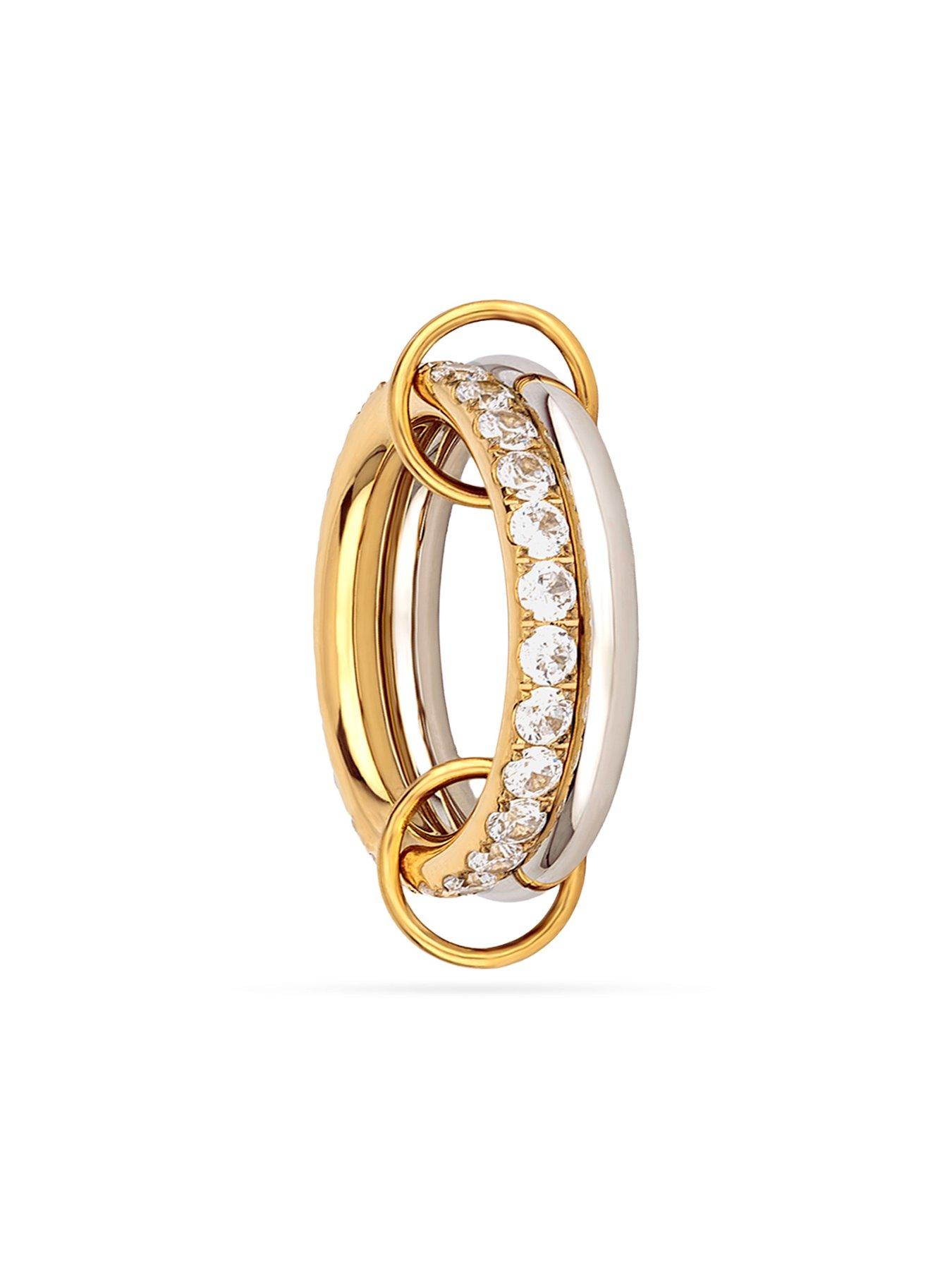 Image 3 of 6 of The Love Collection Gold Plated Stainless Steel Bi-Colour CZ Interlocking Rings