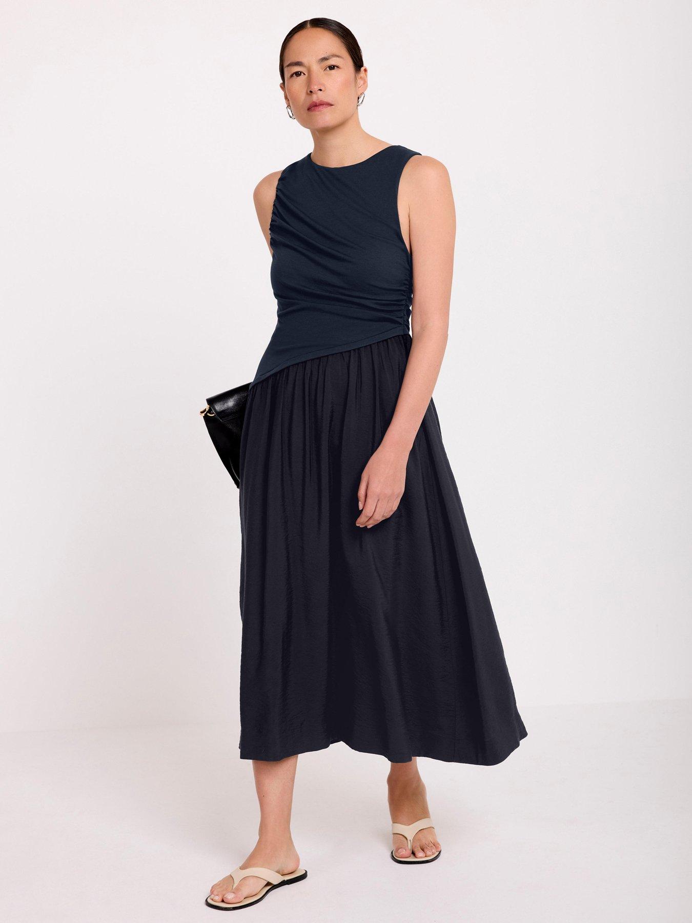 Image 2 of 6 of Mint Velvet Navy Asymmetric Waist Midi Dress - Blue