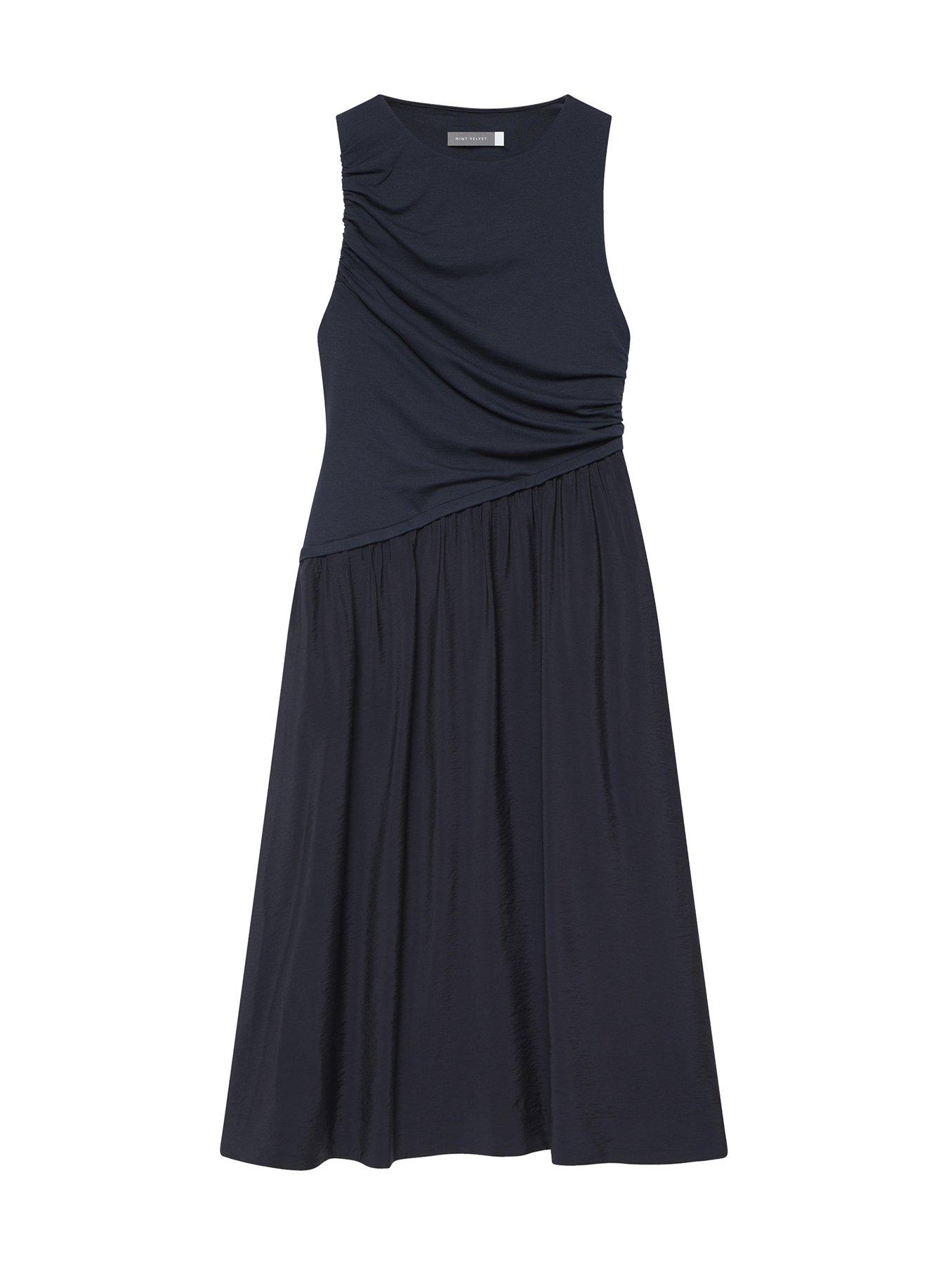 Image 5 of 6 of Mint Velvet Navy Asymmetric Waist Midi Dress - Blue