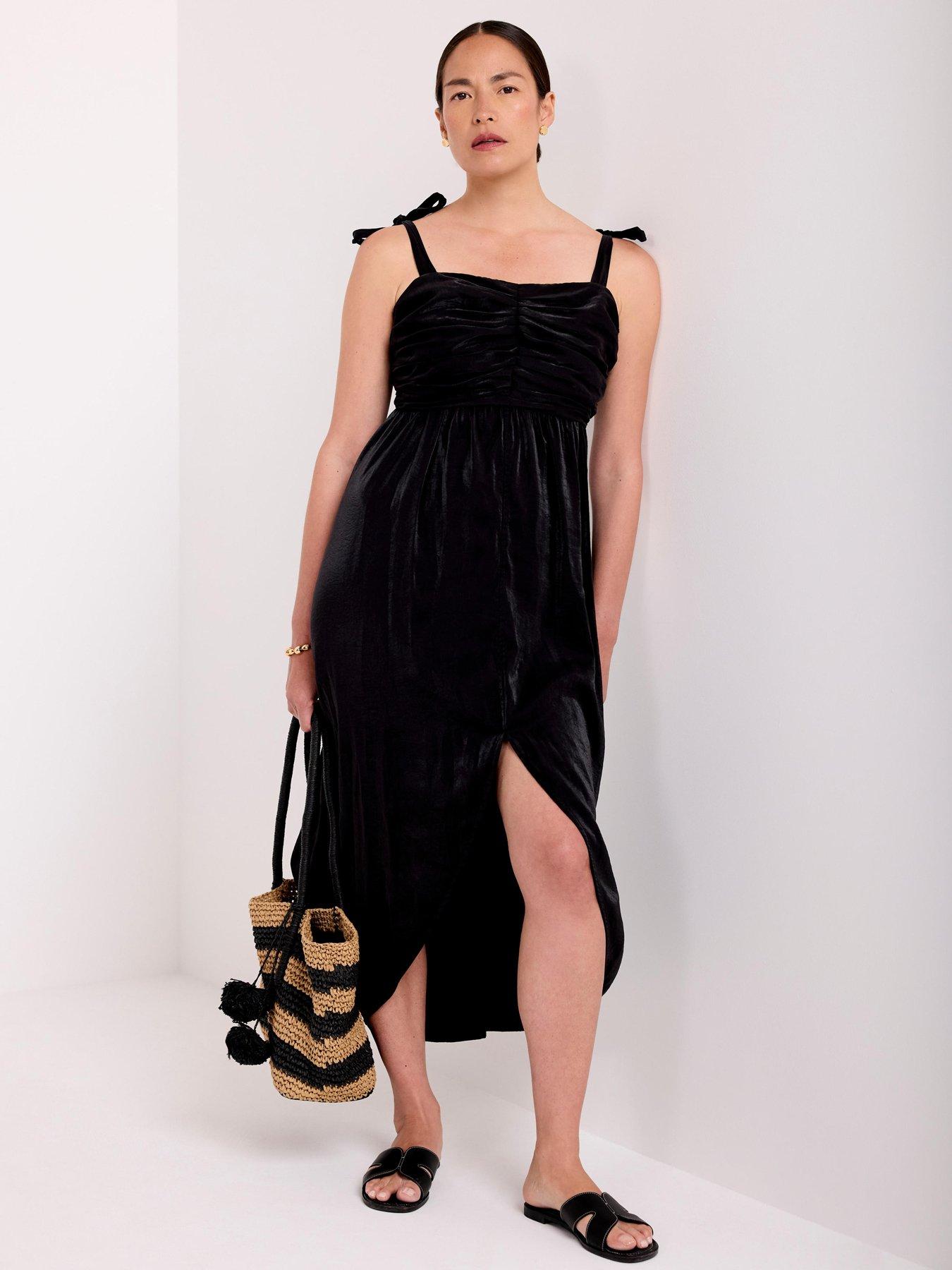 Image 2 of 6 of Mint Velvet Tulip Wrap Midi Dress - Black