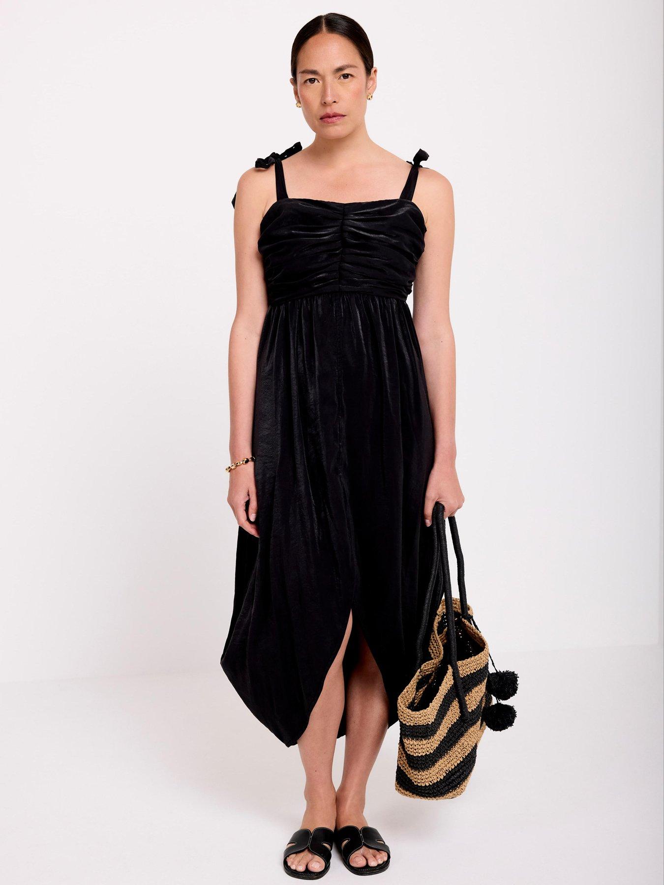 Image 3 of 6 of Mint Velvet Tulip Wrap Midi Dress - Black