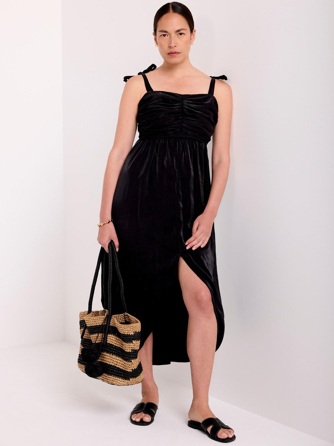 Image 4 of 6 of Mint Velvet Tulip Wrap Midi Dress - Black