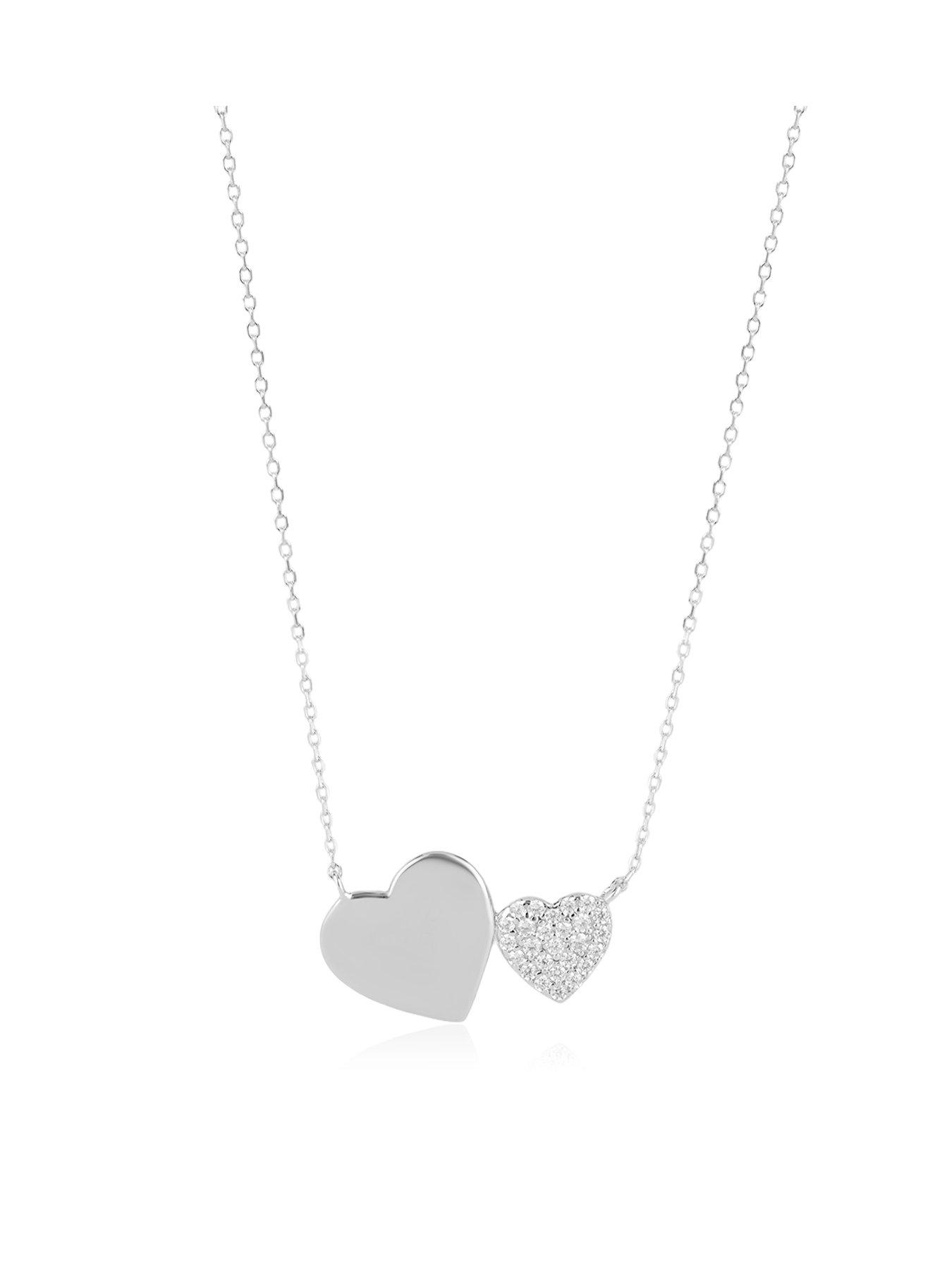 Image 2 of 6 of The Love Collection Womens CZ Set Heart Personalised Necklace - Silver