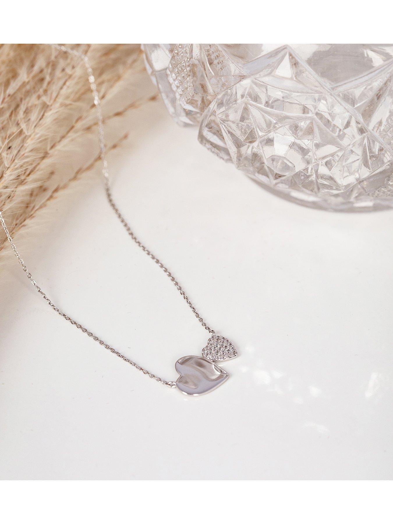 Image 4 of 6 of The Love Collection Womens CZ Set Heart Personalised Necklace - Silver