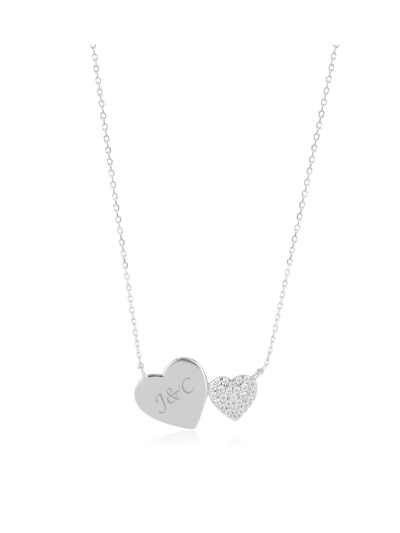Image 5 of 6 of The Love Collection Womens CZ Set Heart Personalised Necklace - Silver
