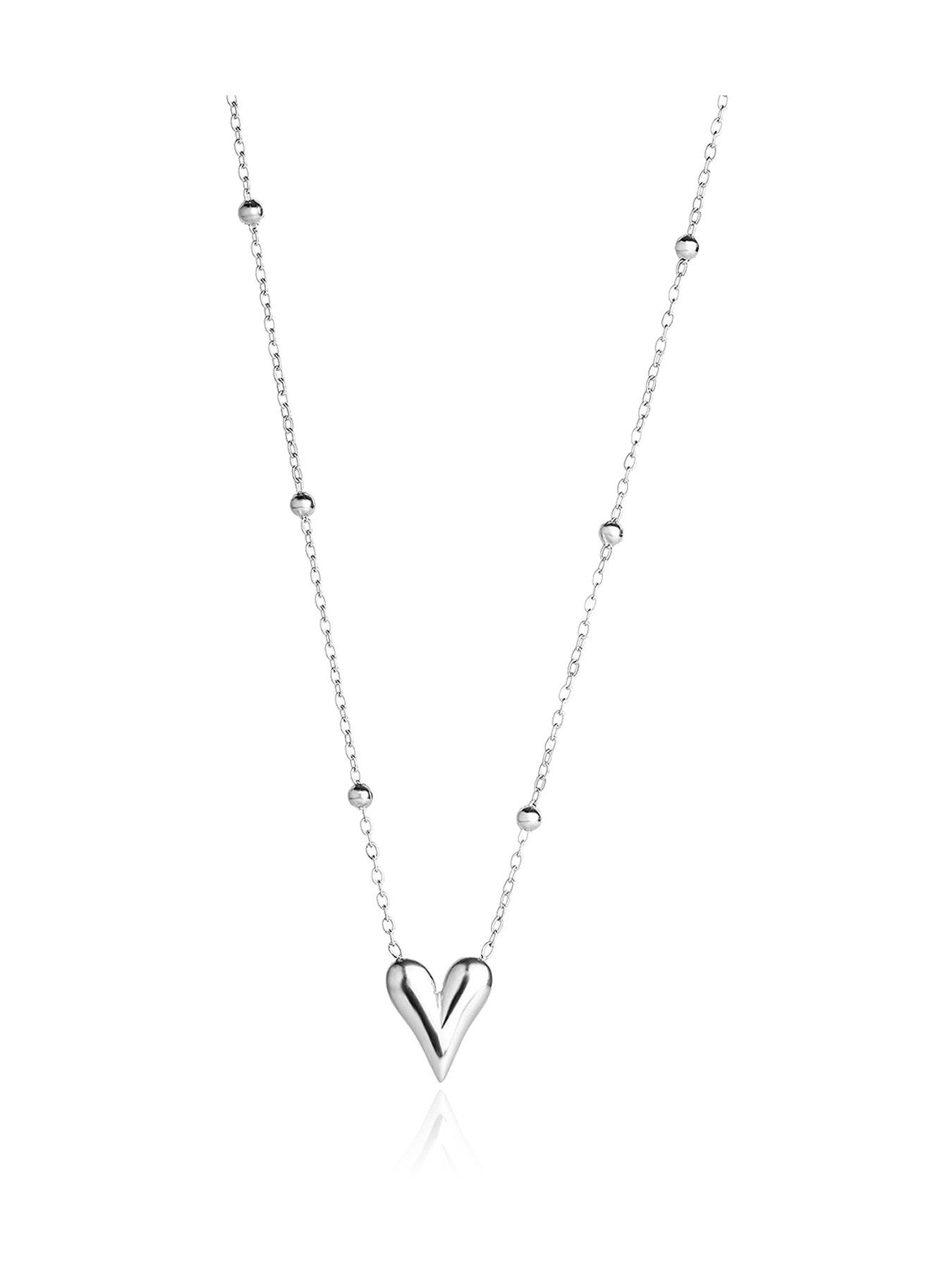 The Love Collection Stainless Steel Saturno Heart Necklace