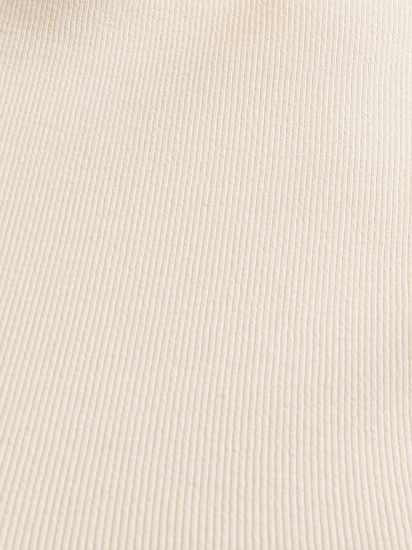 Image 5 of 5 of New Look Premium Ribbed Grown On Sleeves Top - White