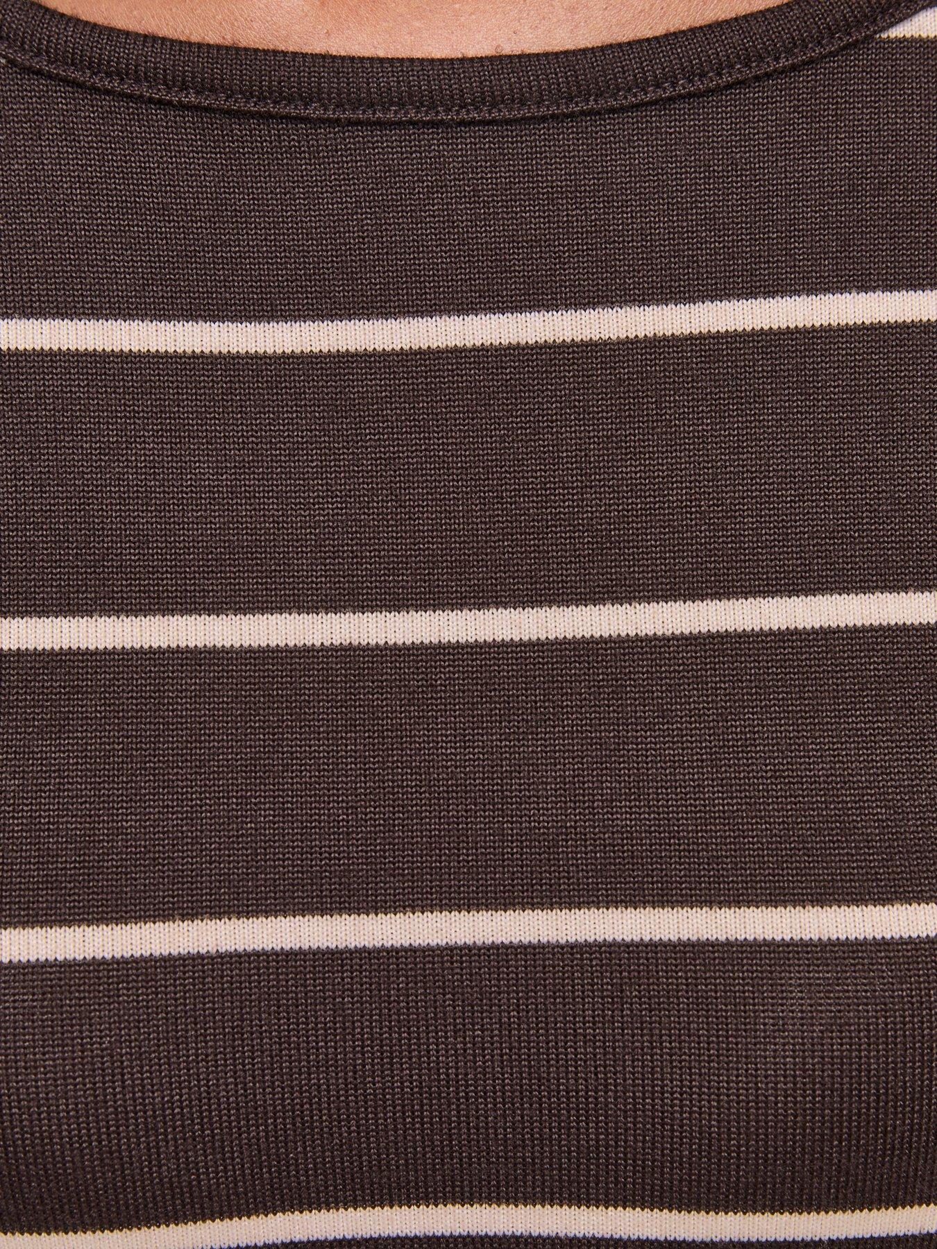Image 5 of 5 of New Look Women's Soft Touch Striped Relaxed Long Sleeve Top - Brown