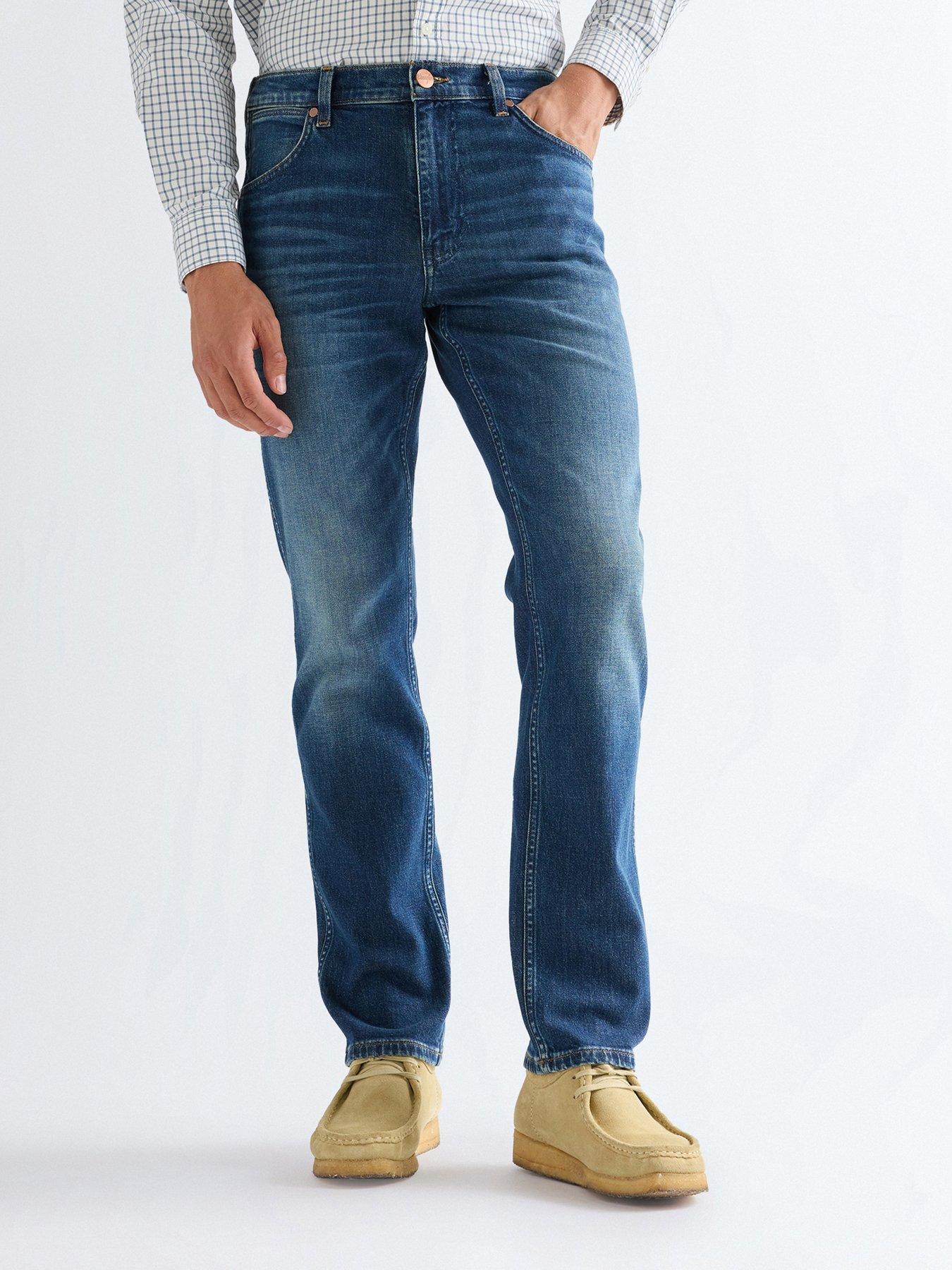 Image 1 of 5 of Wrangler Greensboro Regular Straight Jeans - Dark Blue