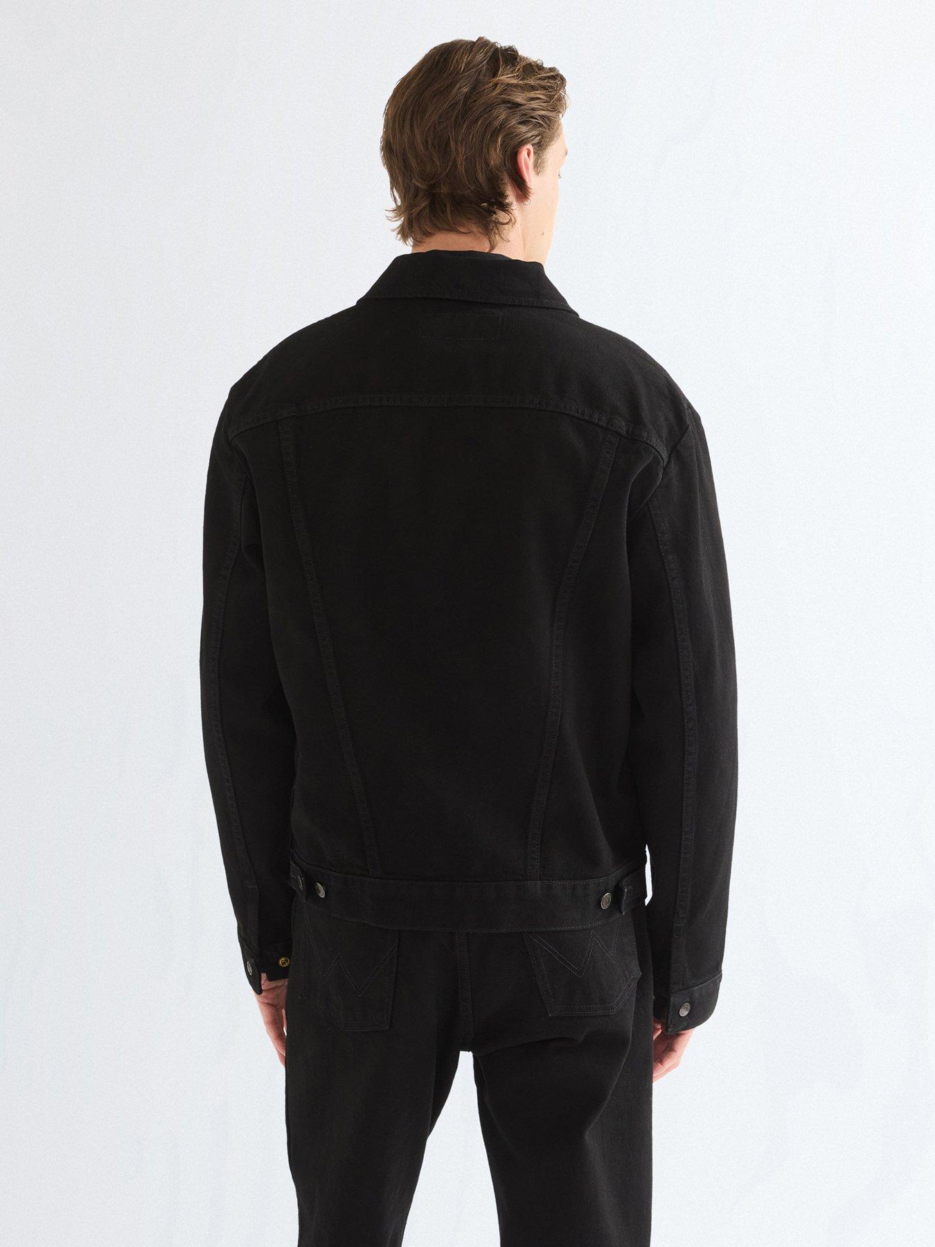 Image 2 of 5 of Wrangler Mens Cowboy Cut Button-Through Denim Jacket - Black