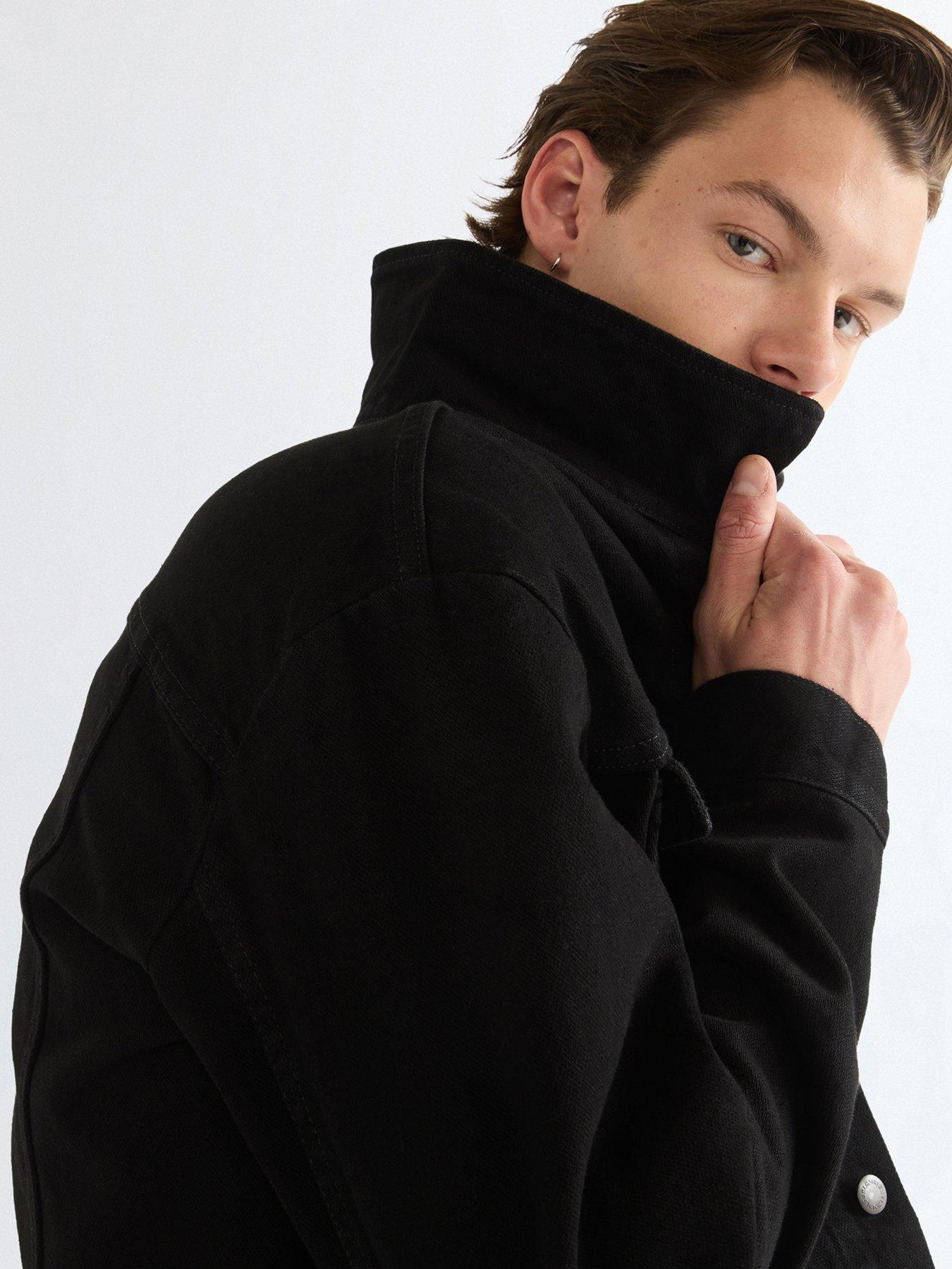 Image 5 of 5 of Wrangler Mens Cowboy Cut Button-Through Denim Jacket - Black
