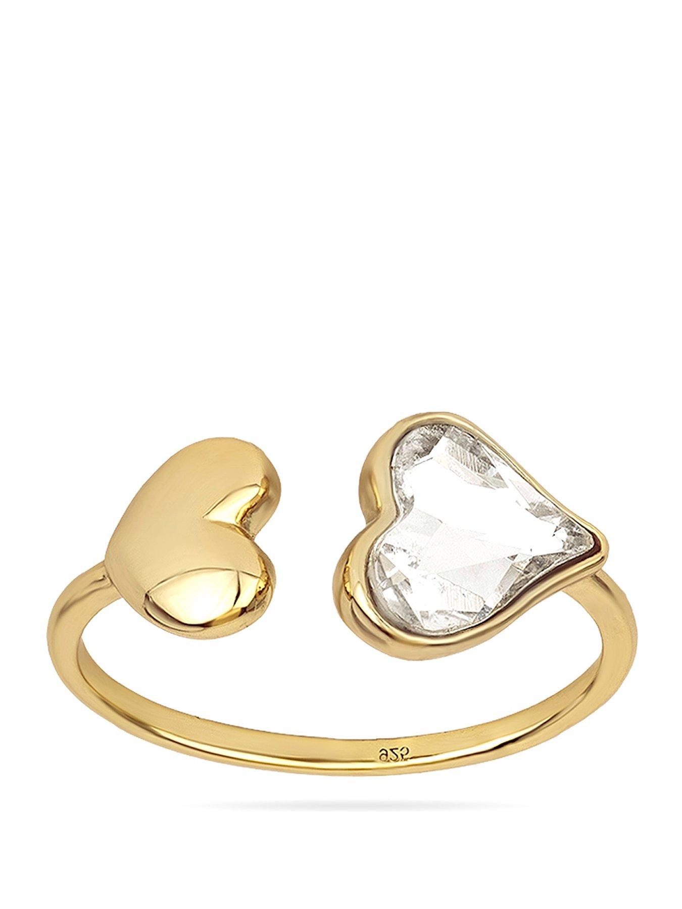Image 1 of 6 of The Love Collection Gold Plated Sterling Silver CZ Heart Ring