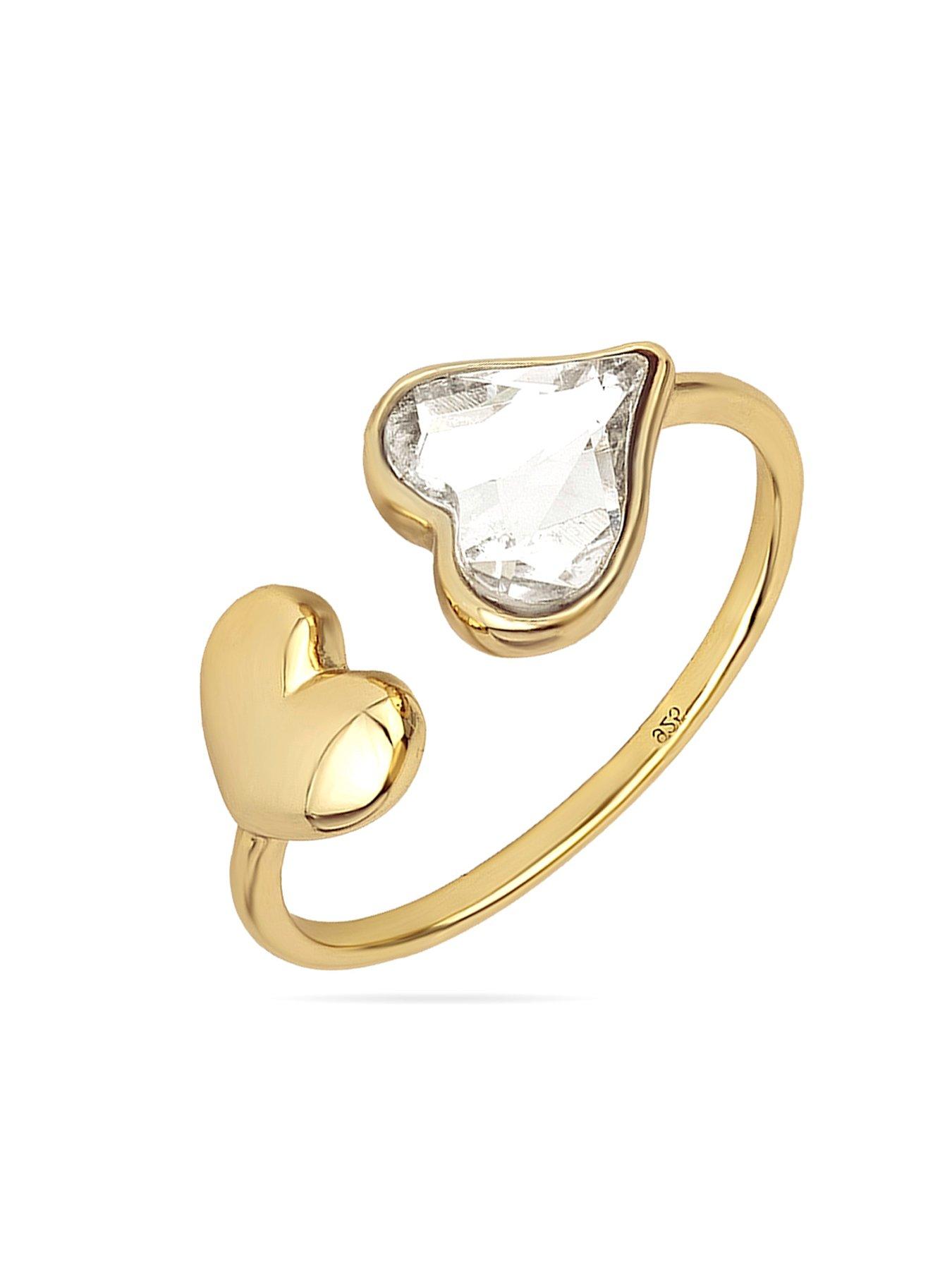 Image 3 of 6 of The Love Collection Gold Plated Sterling Silver CZ Heart Ring