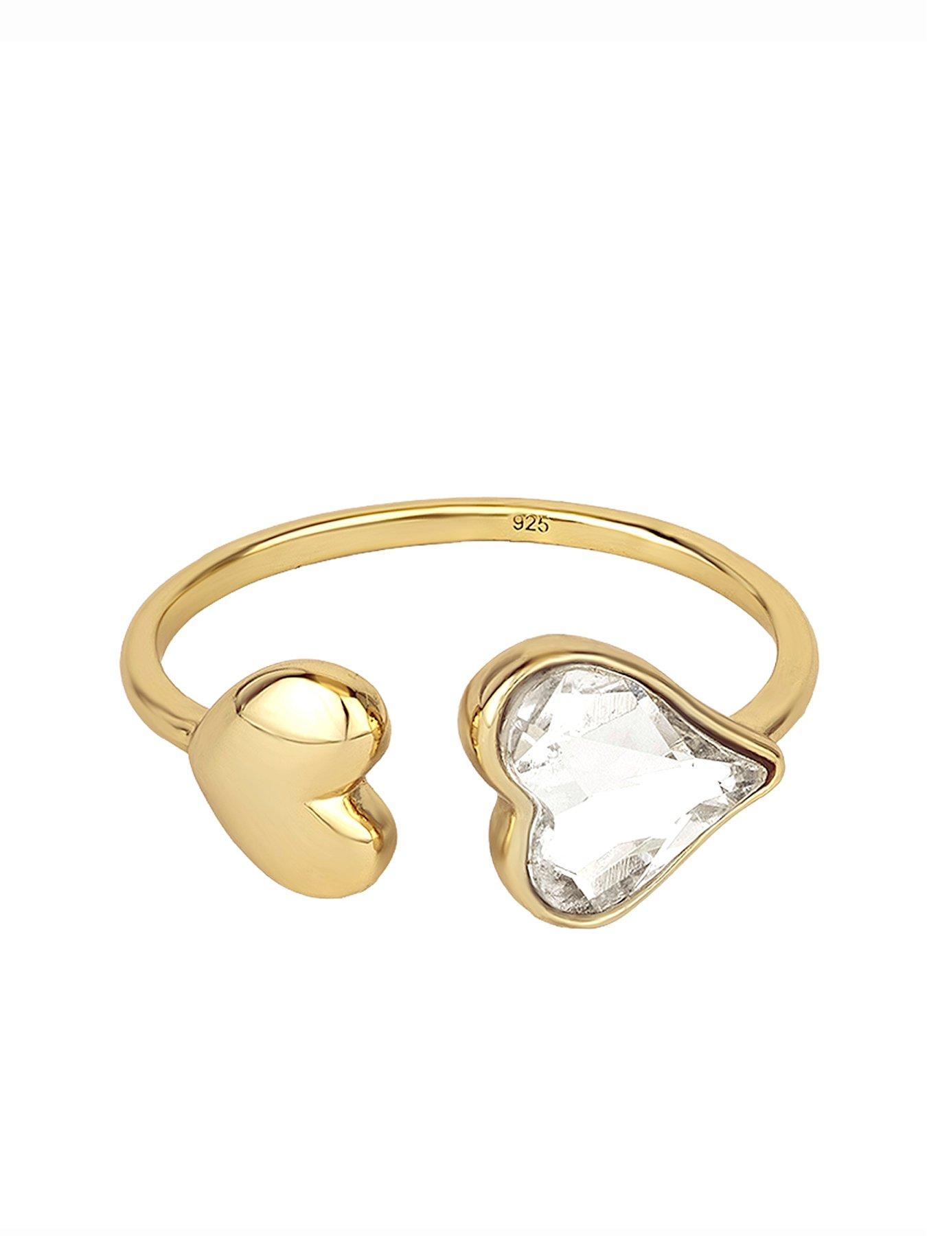 Image 4 of 6 of The Love Collection Gold Plated Sterling Silver CZ Heart Ring