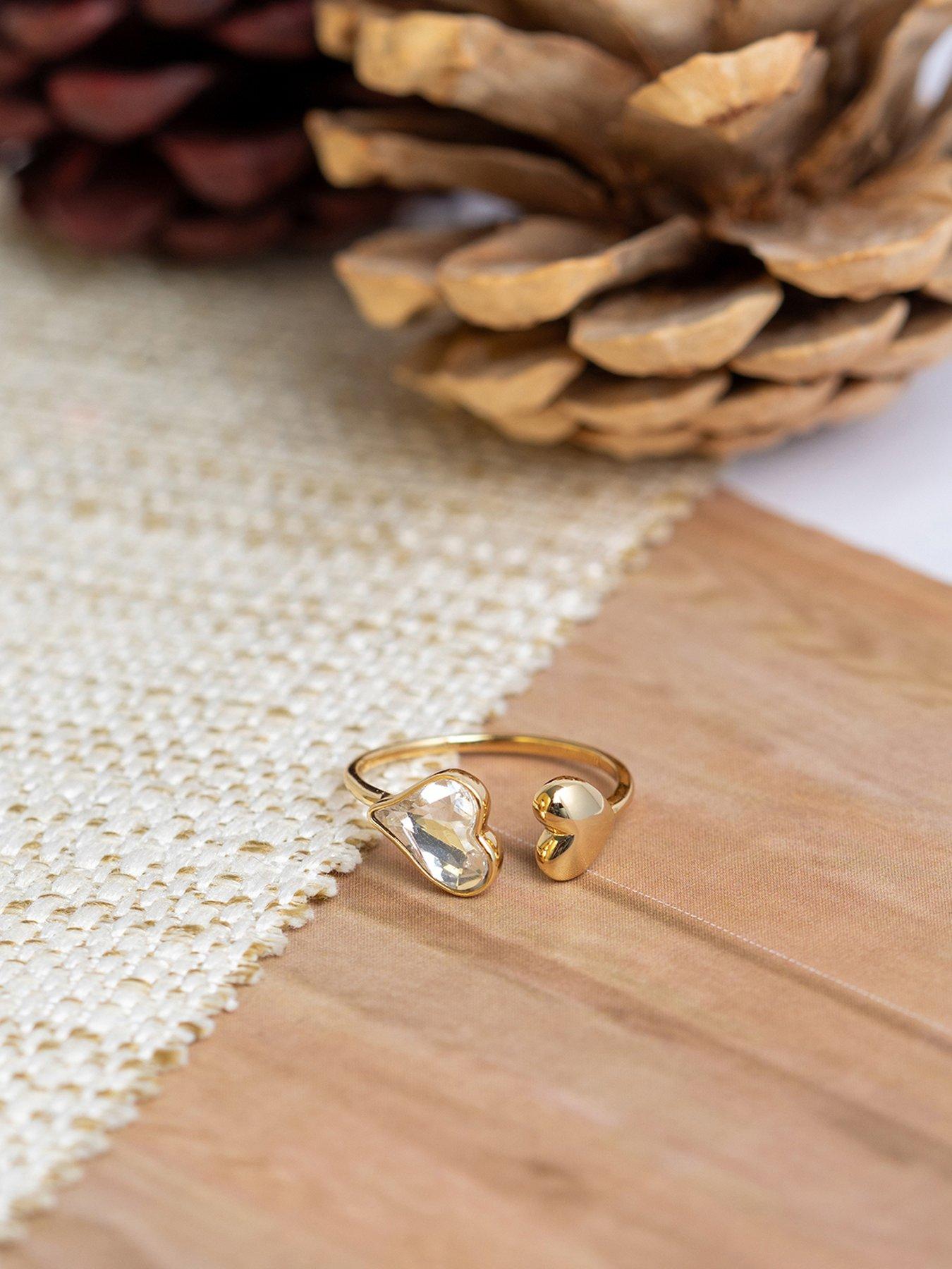 Image 6 of 6 of The Love Collection Gold Plated Sterling Silver CZ Heart Ring