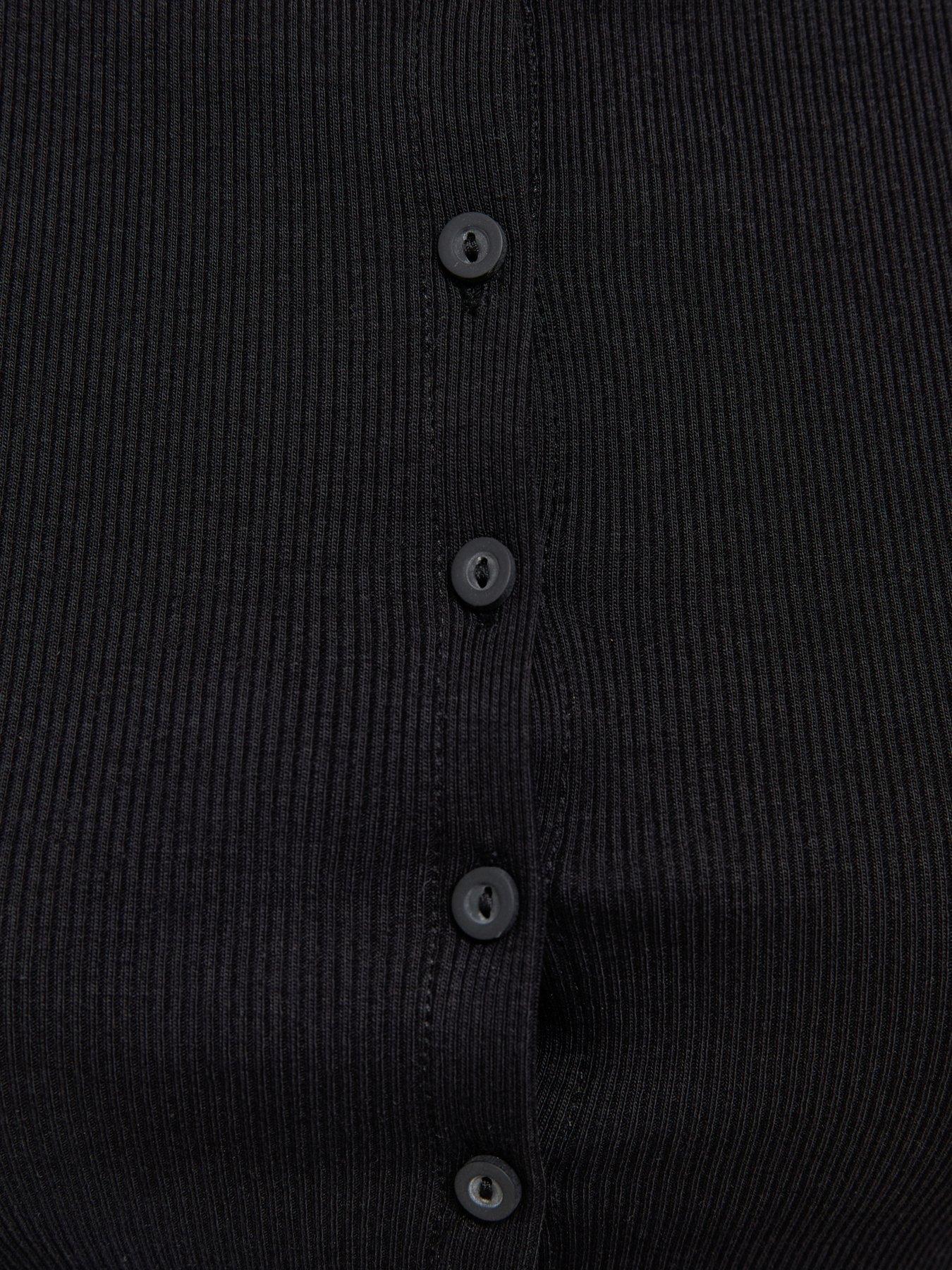 Image 5 of 5 of New Look Cotton Rich Button Through Baby Tee T-Shirt - Black