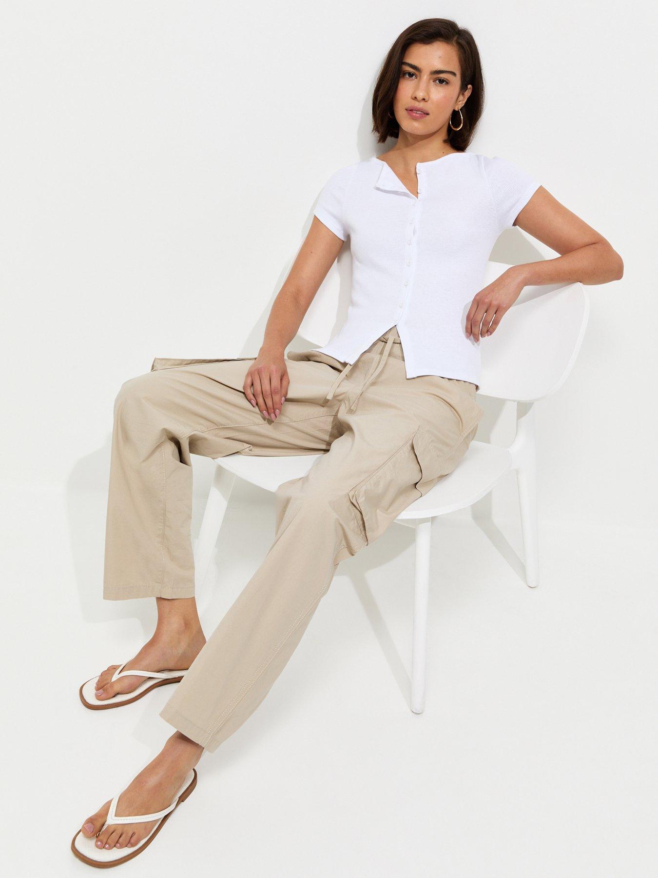 Image 3 of 5 of New Look Button Through Baby Ribbed T-Shirt - White