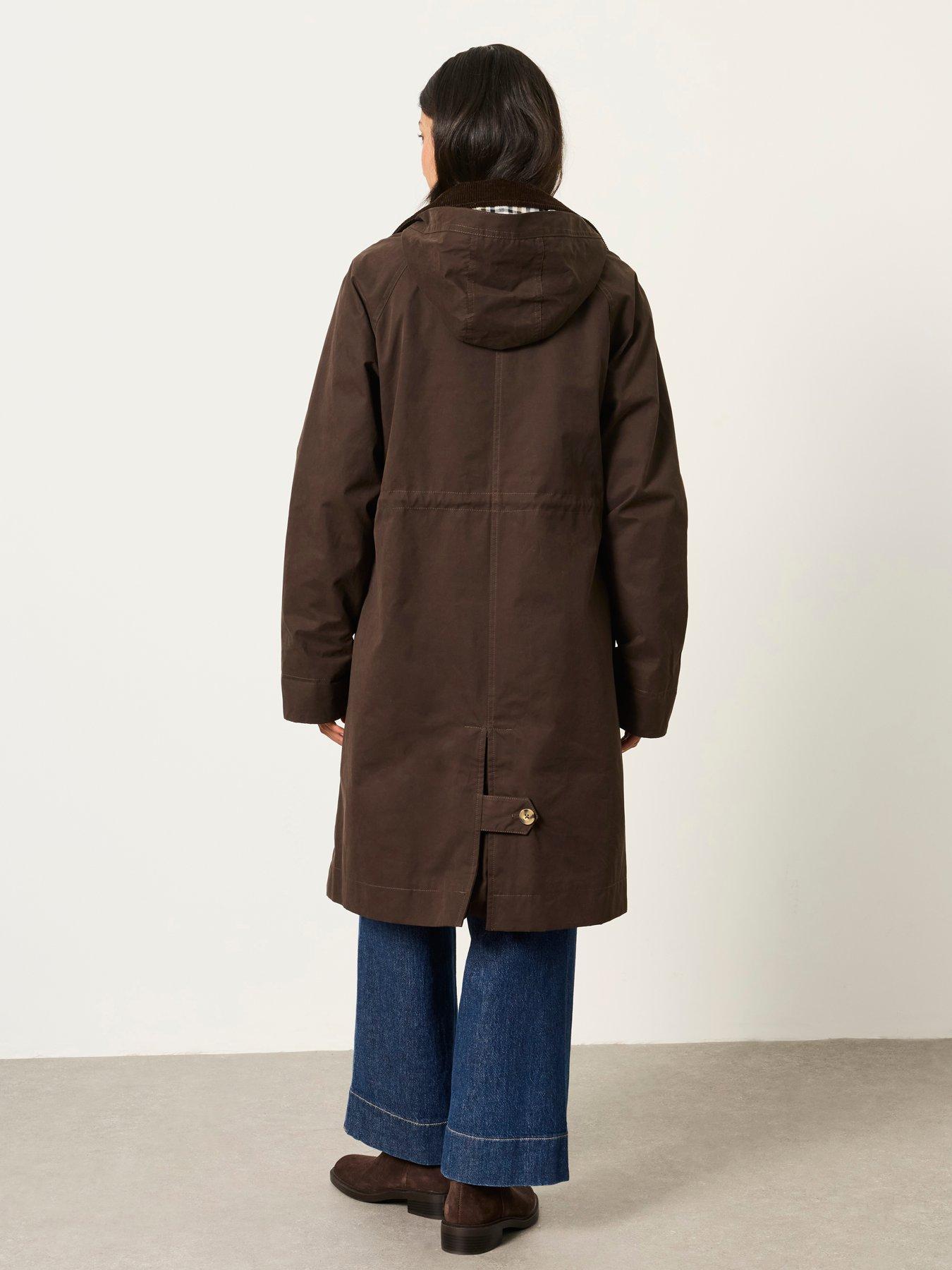 Image 2 of 7 of FatFace Women's Polly Hooded Coat with Checked Lining - Brown