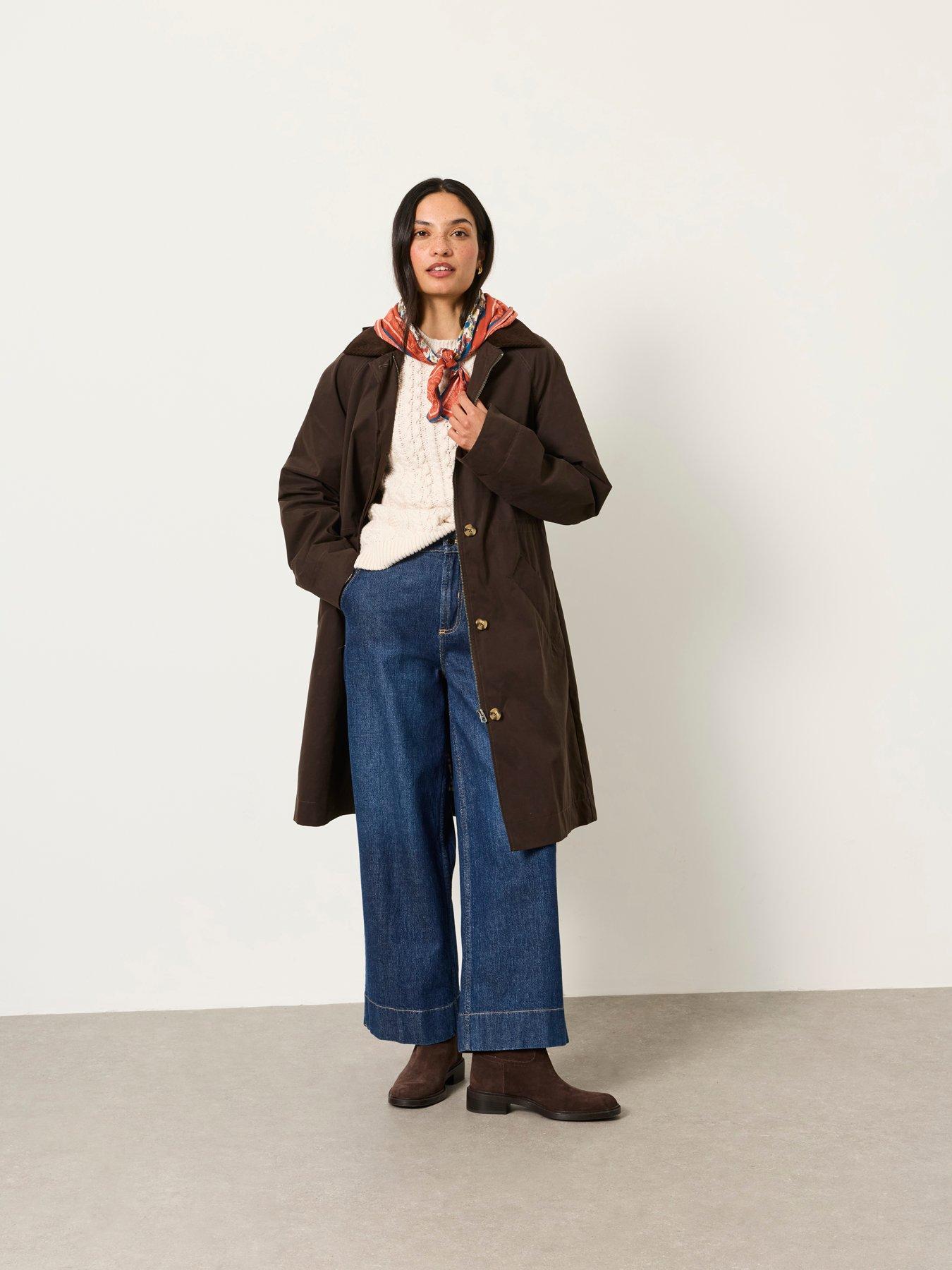Image 3 of 7 of FatFace Women's Polly Hooded Coat with Checked Lining - Brown