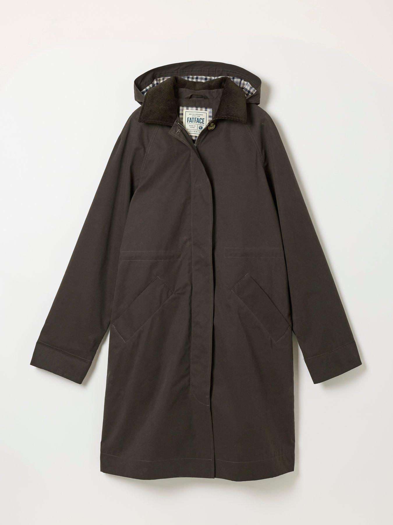 Image 7 of 7 of FatFace Women's Polly Hooded Coat with Checked Lining - Brown