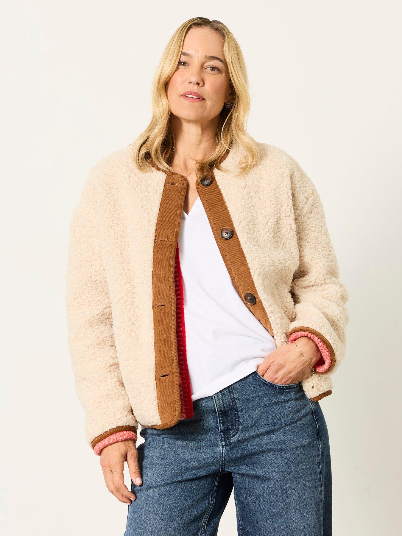 FatFace Women's Willow Borg Jacket - Cream