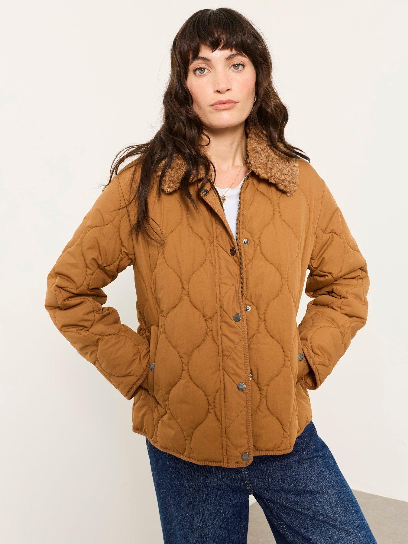 FatFace Women's Removable Collar Quilted Jacket - Brown