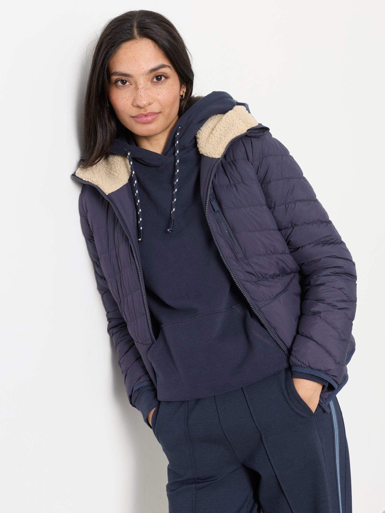 FatFace Women's Erica Hooded Quilted Puffer Jacket - Navy