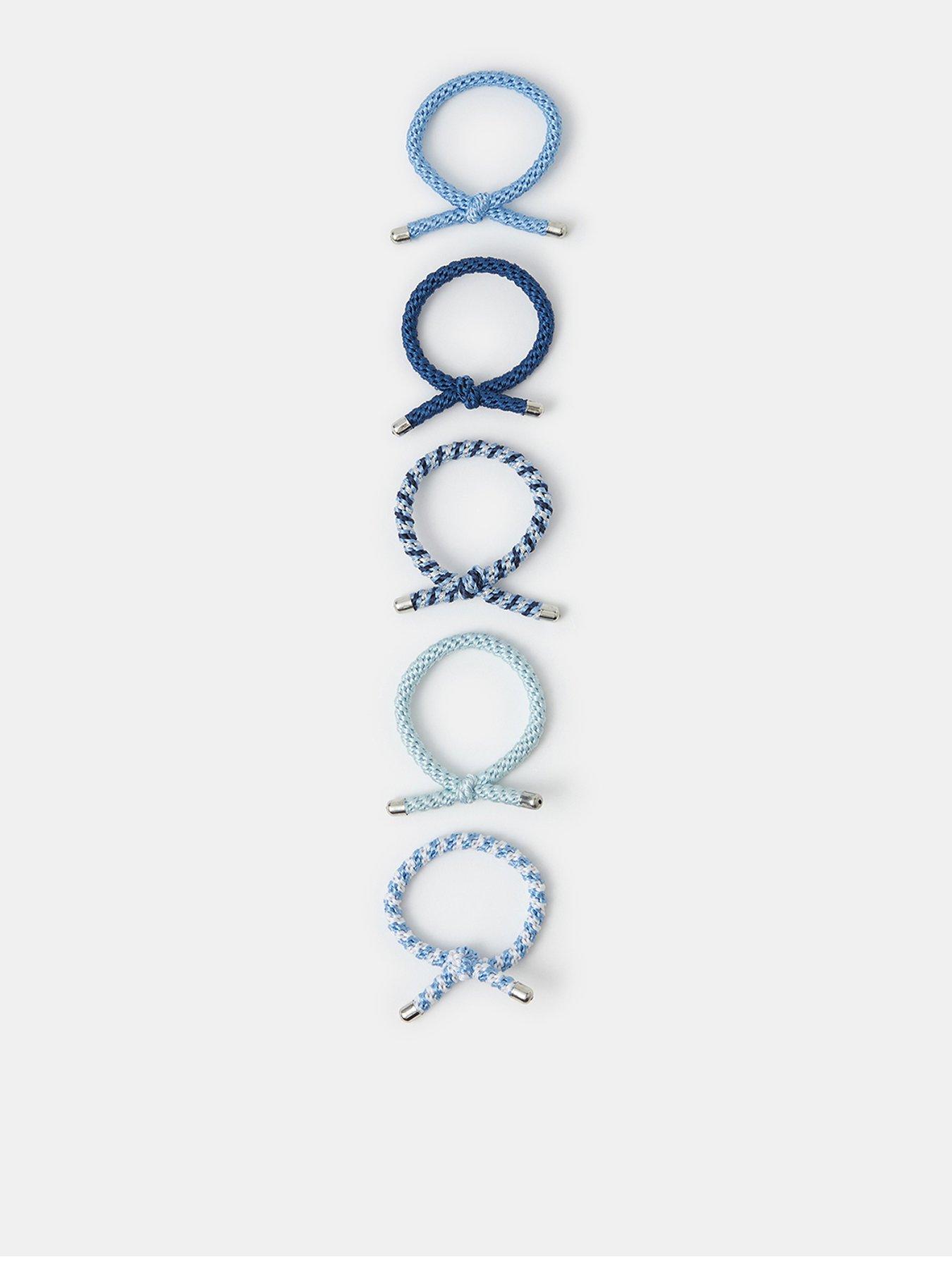 Monsoon Knot Cord Hair Tie Set 5 Pack - Blue