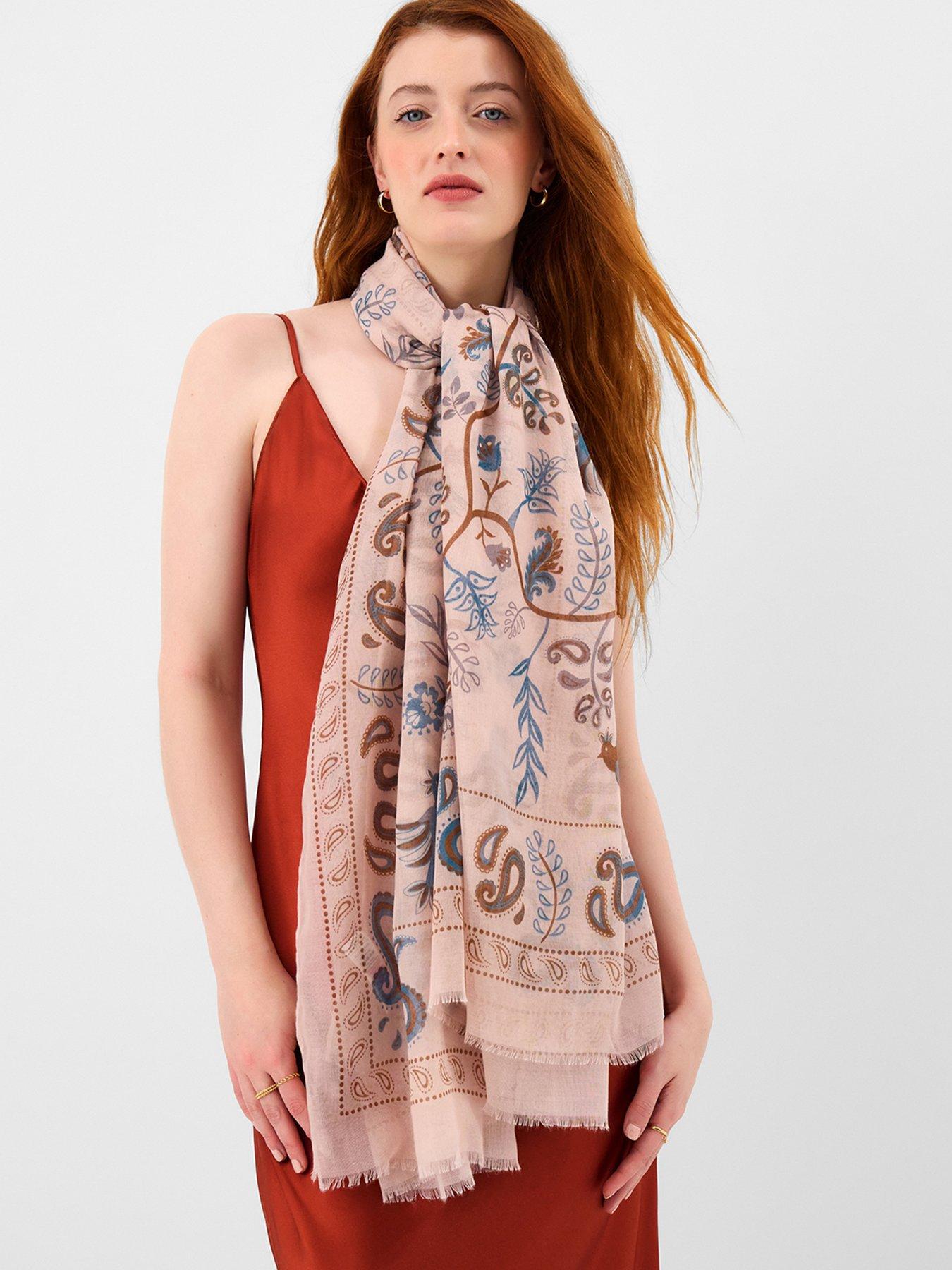 Image 2 of 3 of Accessorize Bird Print Lightweight Scarf - Pink