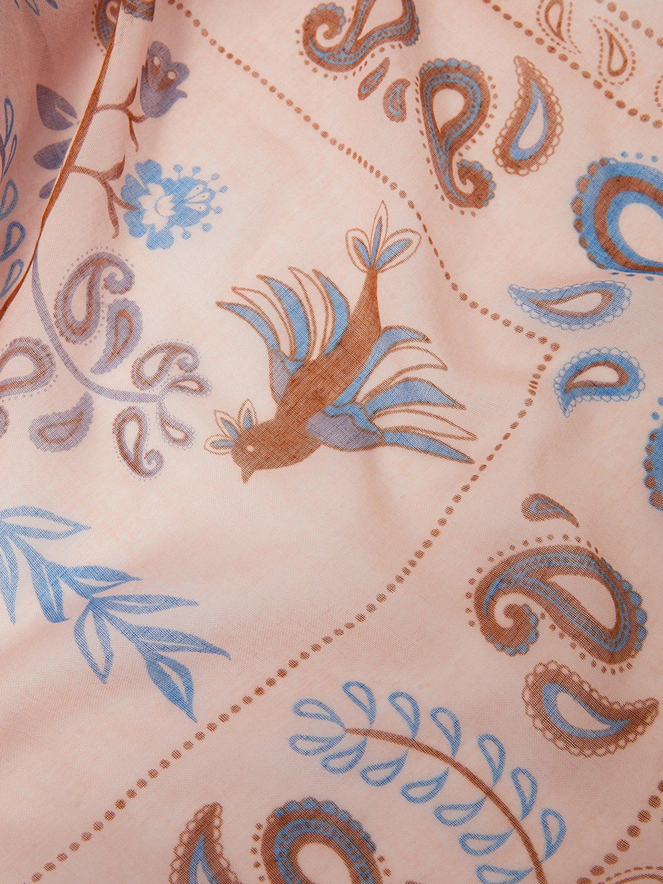 Image 3 of 3 of Accessorize Bird Print Lightweight Scarf - Pink