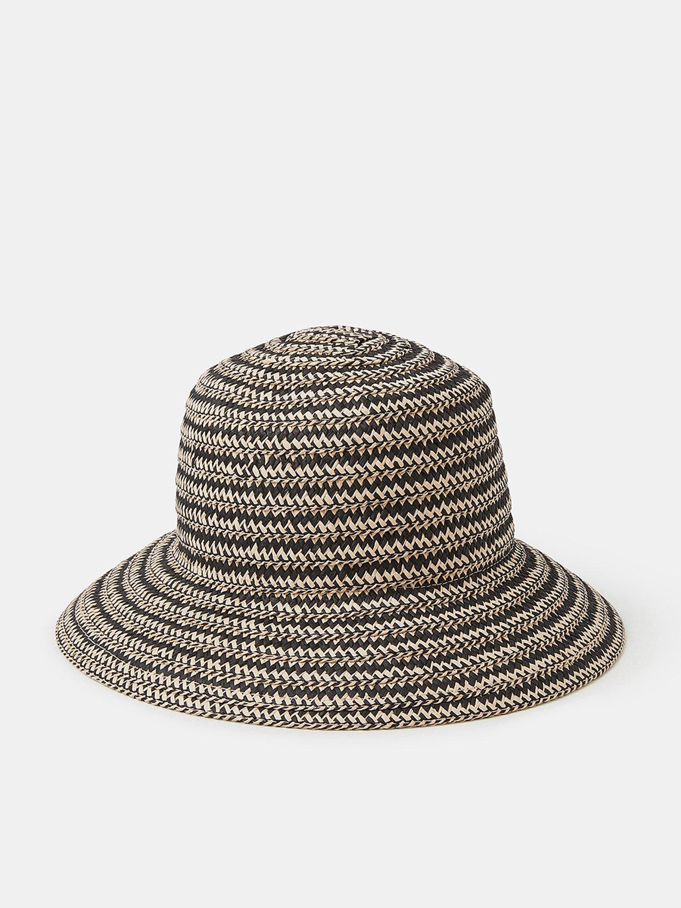 Accessorize Monochrome Woven Bucket Hat with Striped Texture - Multi