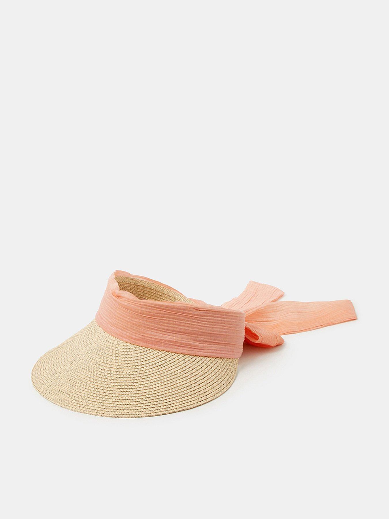 Accessorize Bow Tie Wide Brim Visor Hat - Cream