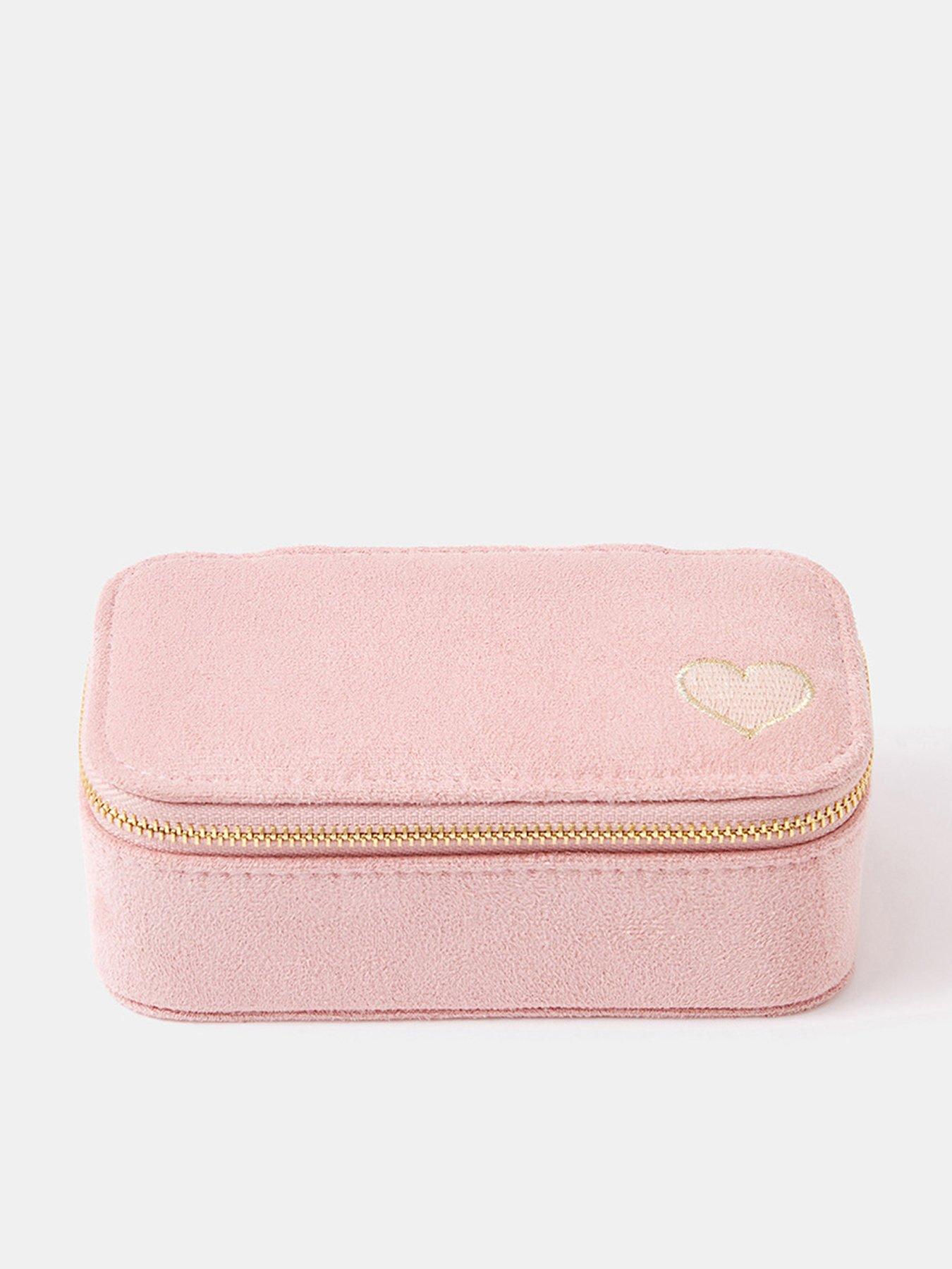 Accessorize Heart Faux Suede Jewellery Box - Pink