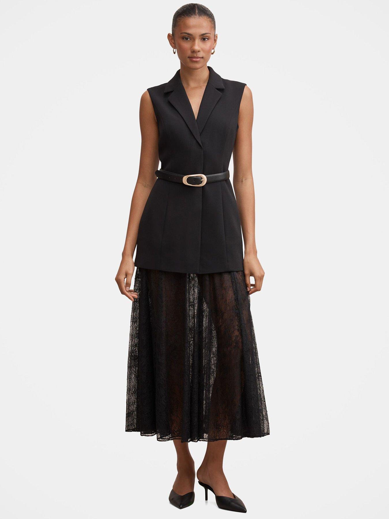 Image 1 of 5 of Forever New Shanae Lace Sleeveless Dress - Black