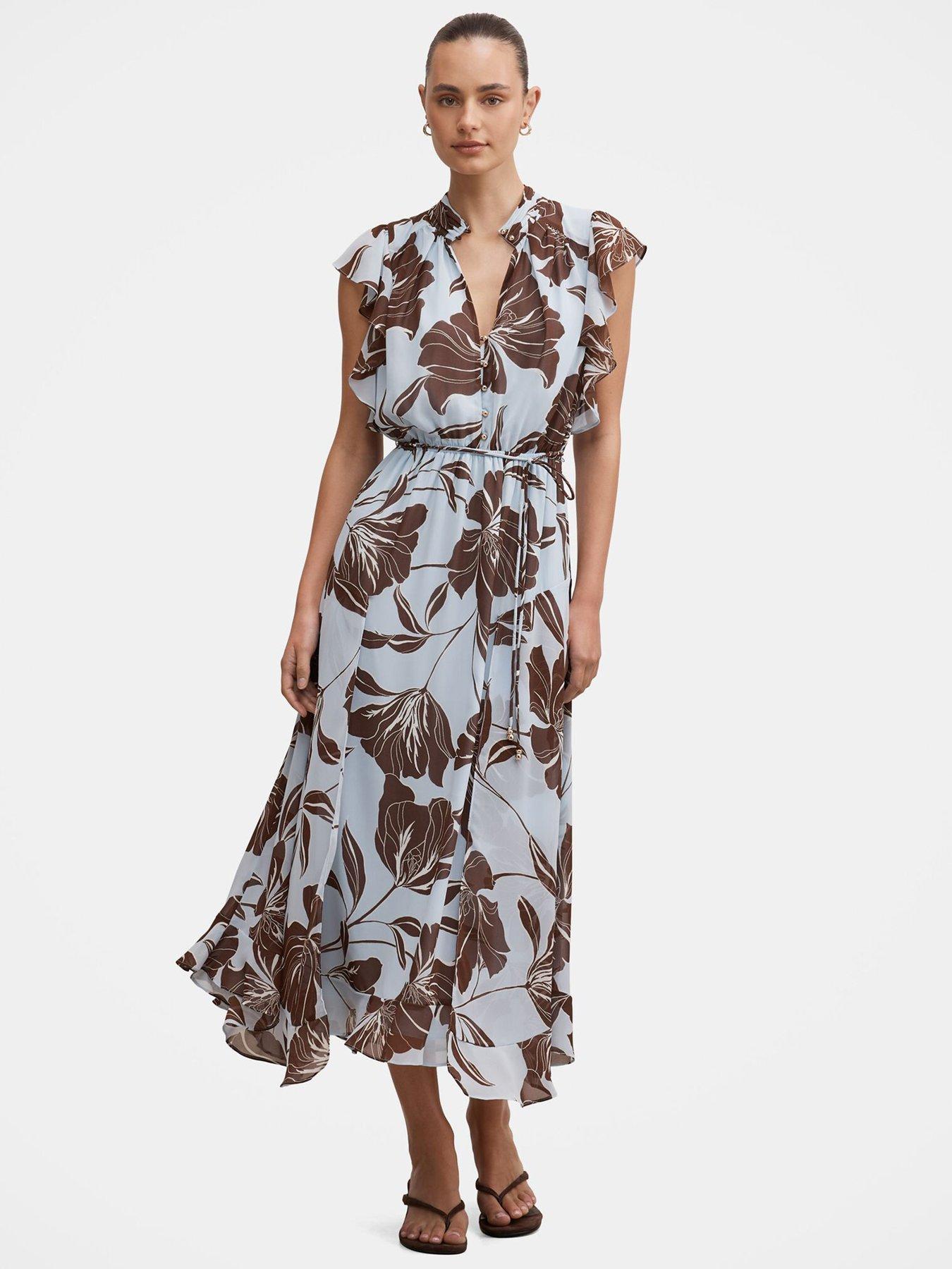 Forever New Maxwell Flutter Sleeve Midi - Blue
