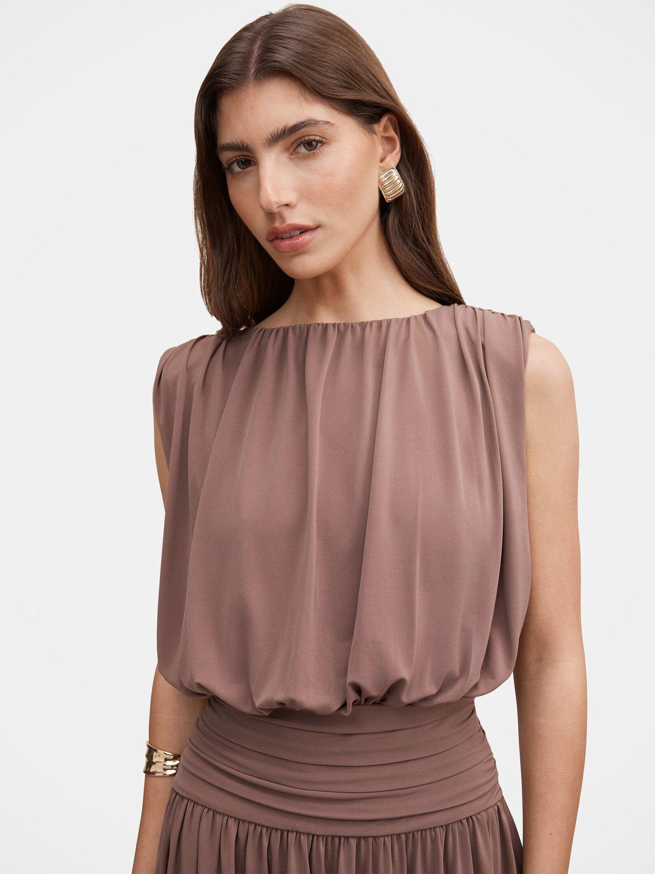 Image 3 of 5 of Forever New Florabelle Bubble Bodice Dress - Brown