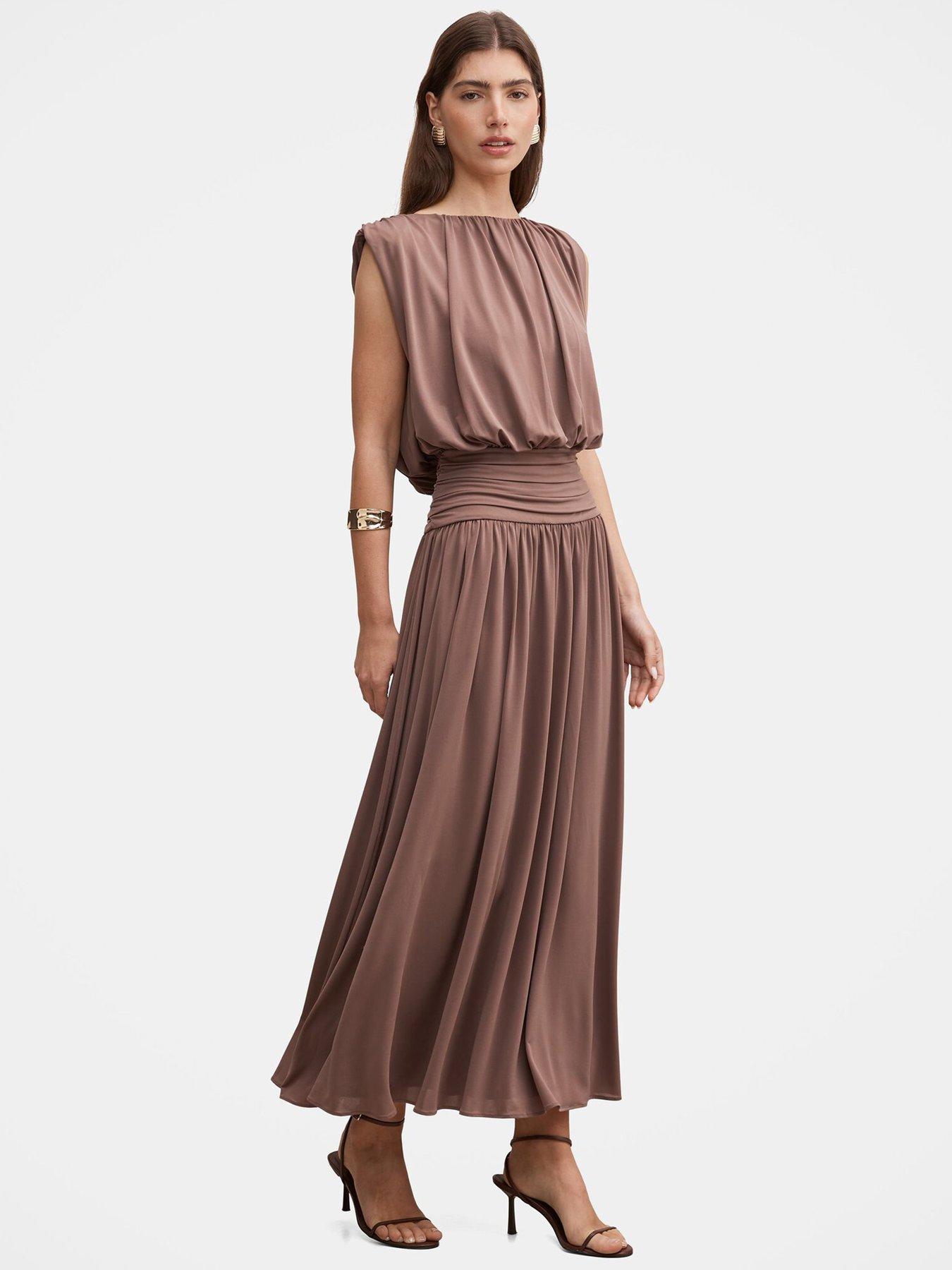 Image 4 of 5 of Forever New Florabelle Bubble Bodice Dress - Brown