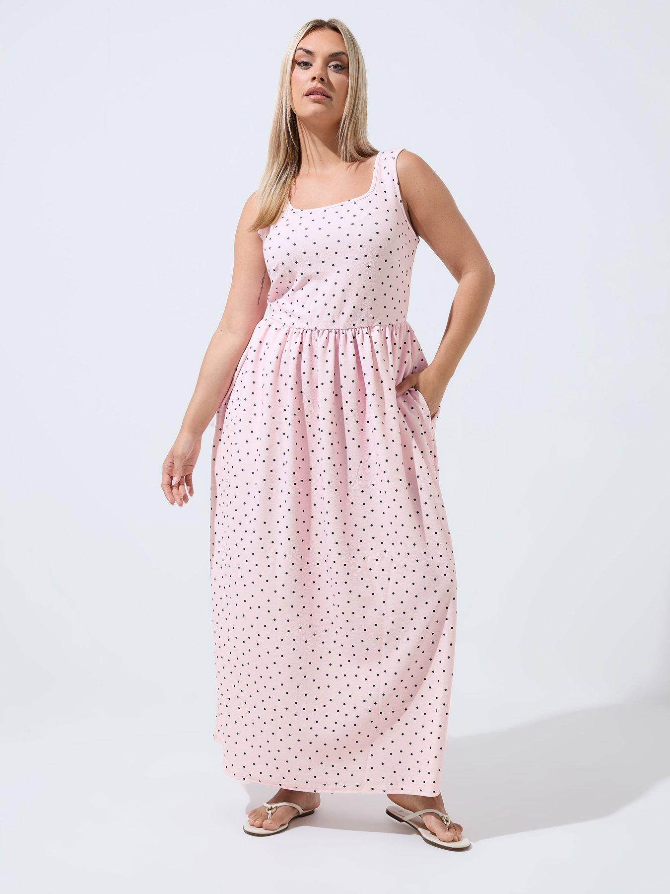 Yours Curve Ditsy Floral Maxi Dress - Pink
