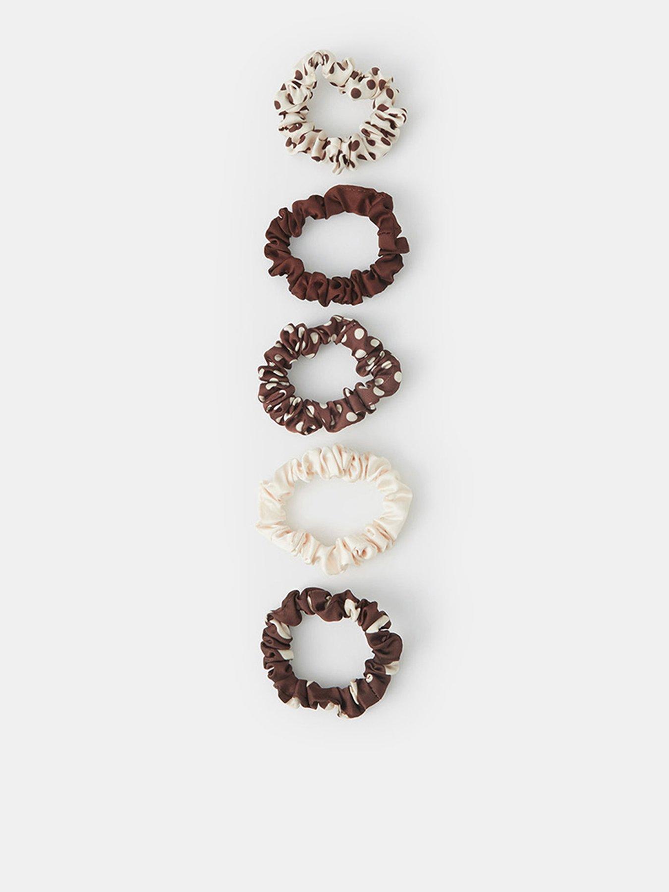 Accessorize Polka Dot Skinny Scrunchie Set 5 Pack - Multi