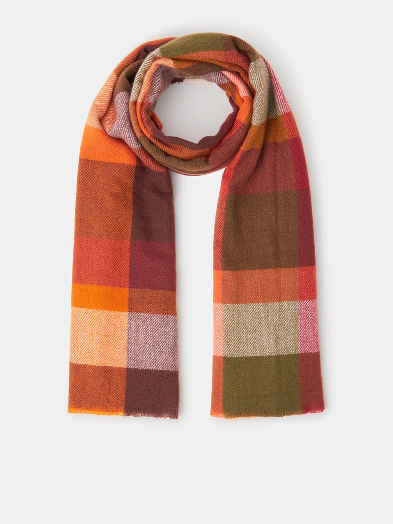 Image 1 of 2 of Accessorize Orange Cady Checked Blanket Scarf - Multi