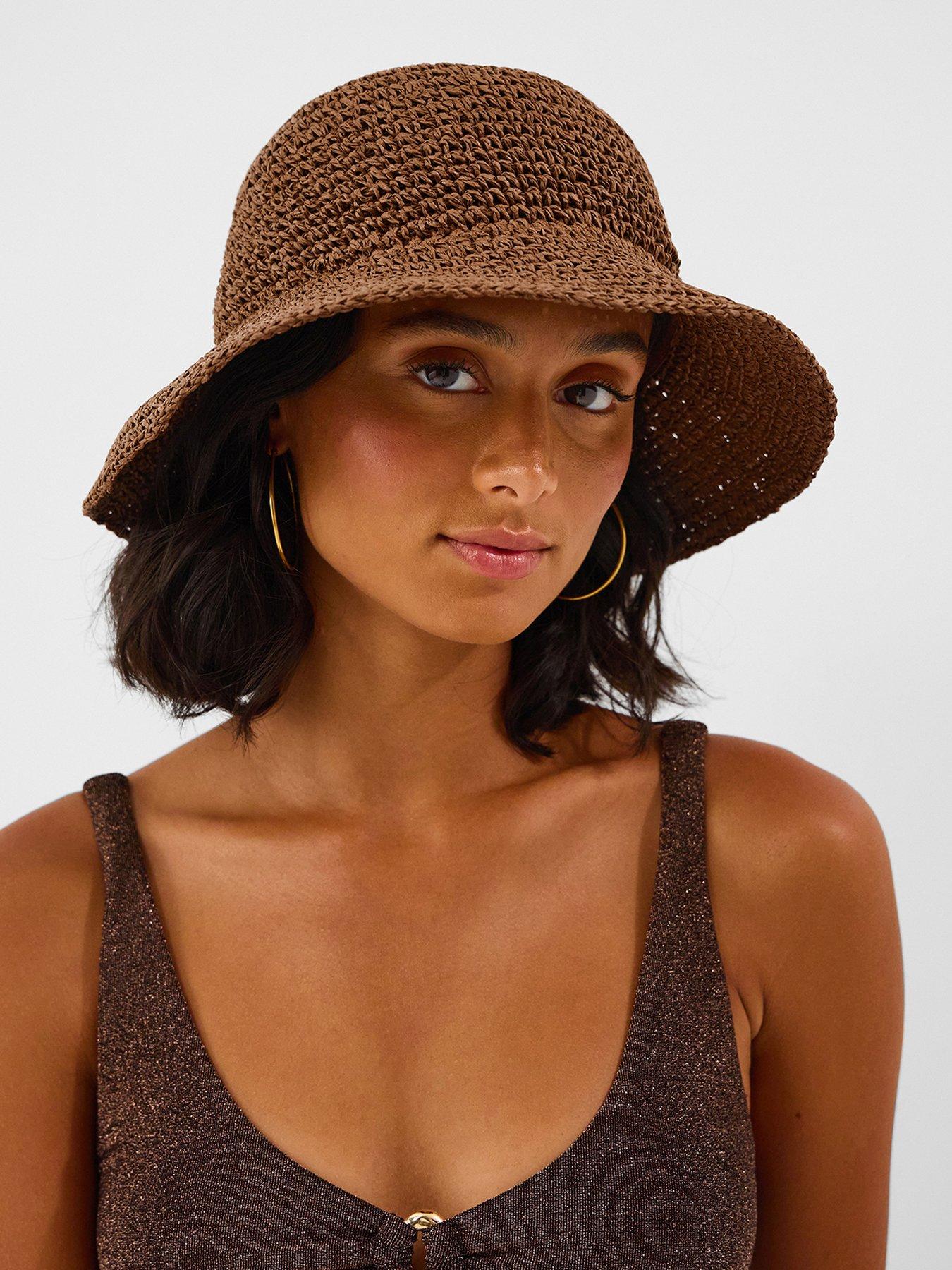 Image 2 of 3 of Accessorize Weave Bucket Hat - Brown